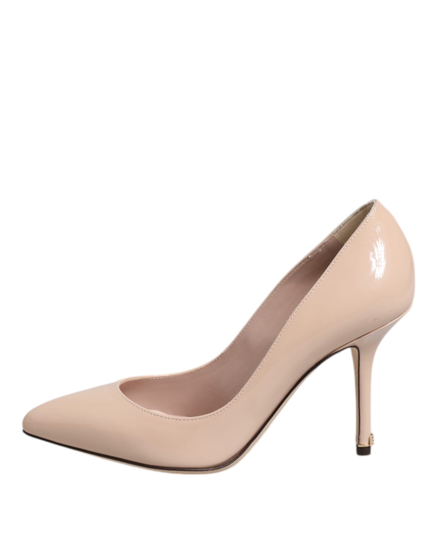 Dolce & Gabbana Beige Patent Leather Stiletto Heel Pumps Shoes Curated Luxury Accessories by Orvyn