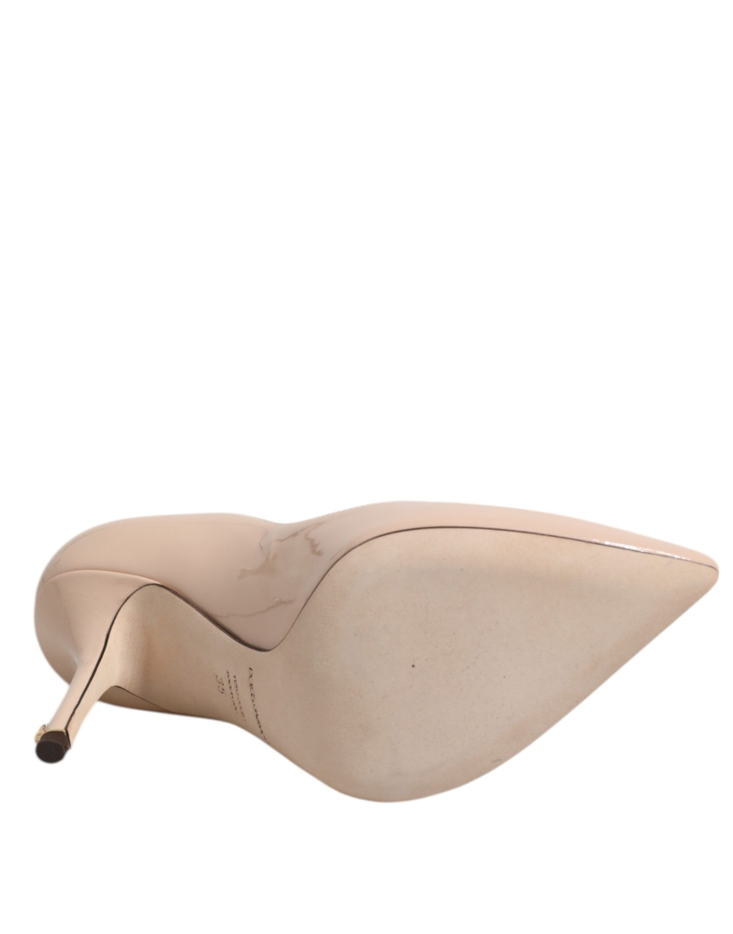 Dolce & Gabbana Beige Patent Leather Stiletto Heel Pumps Shoes Curated Luxury Accessories by Orvyn