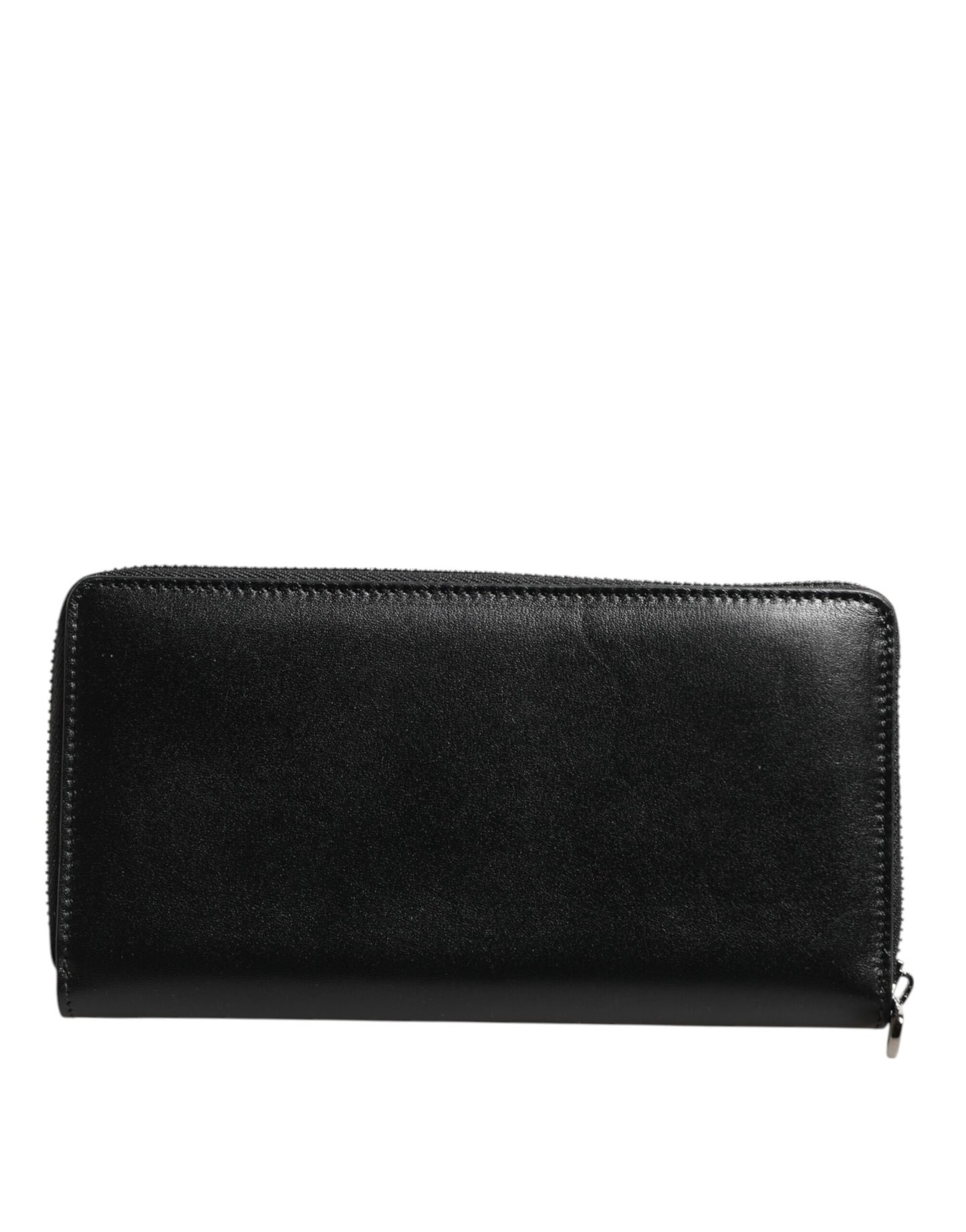 Dolce & Gabbana Black Leather Logo Plaque Zip Around Continental Wallet Curated Luxury Accessories by Orvyn