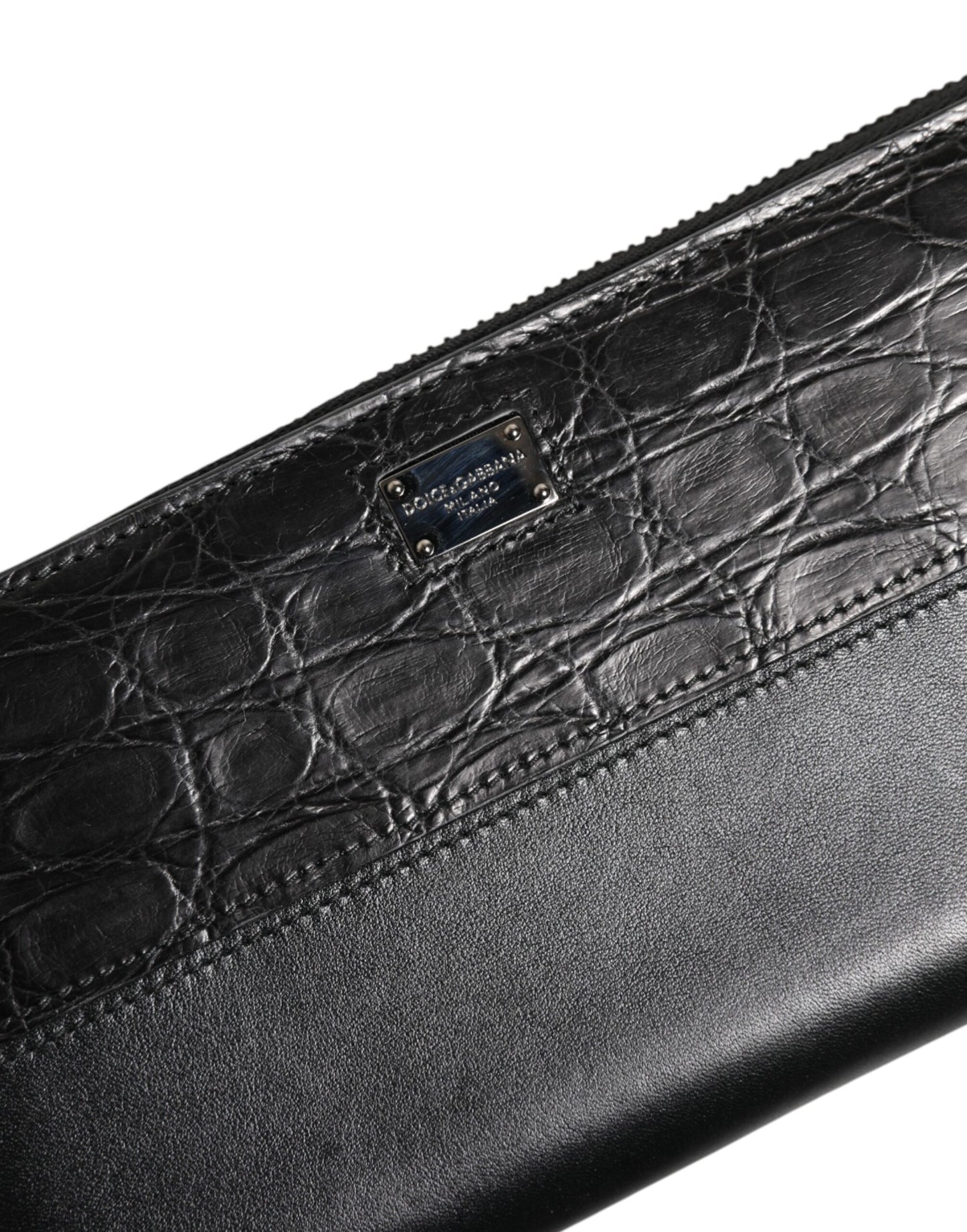 Dolce & Gabbana Black Leather Logo Plaque Zip Around Continental Wallet Curated Luxury Accessories by Orvyn