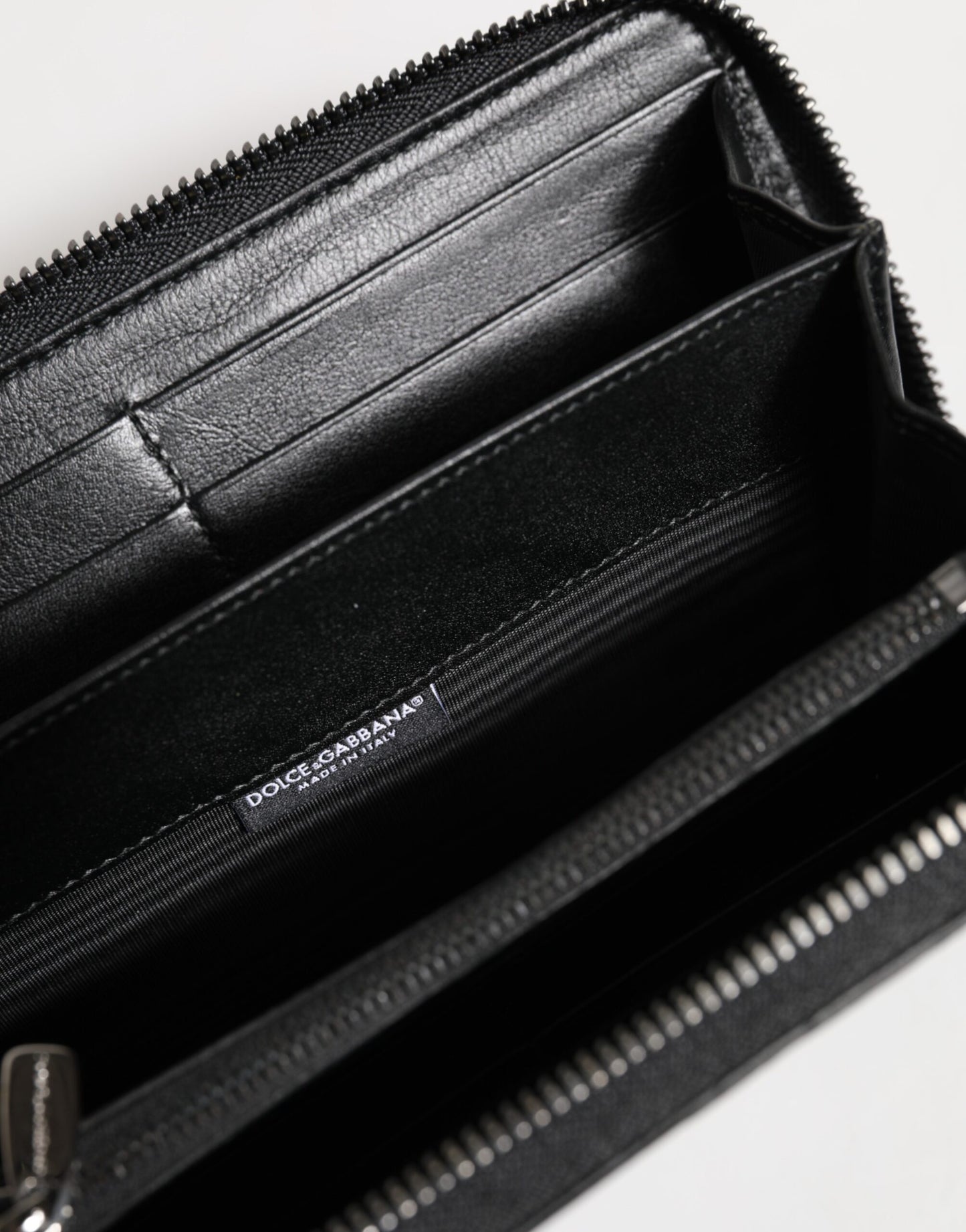 Dolce & Gabbana Black Leather Logo Plaque Zip Around Continental Wallet Curated Luxury Accessories by Orvyn