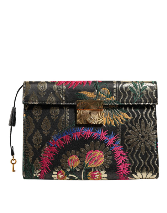 Dolce & Gabbana Multicolor Jacquard Floral Document Briefcase Bag Curated Luxury Accessories by Orvyn