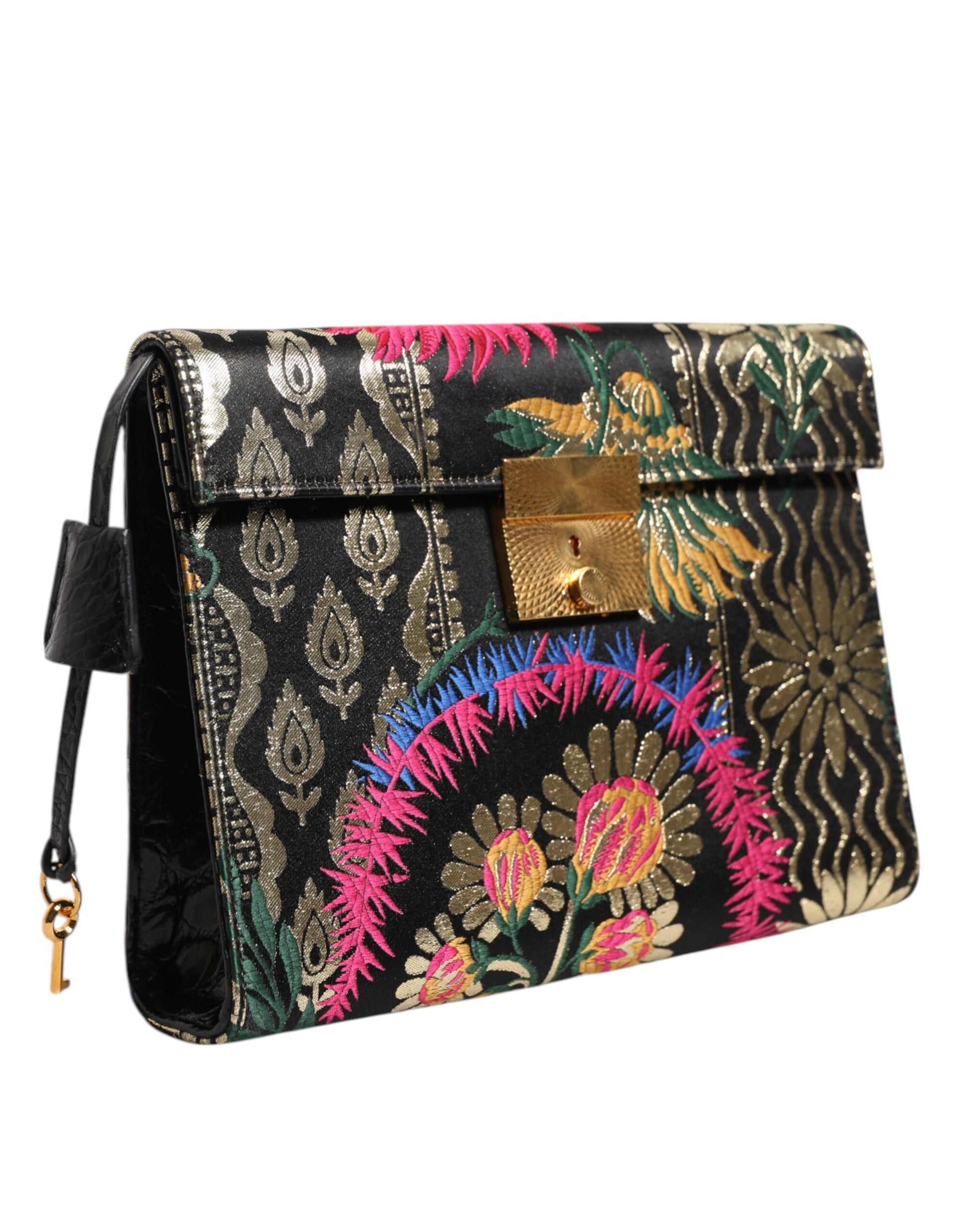 Dolce & Gabbana Multicolor Jacquard Floral Document Briefcase Bag Curated Luxury Accessories by Orvyn