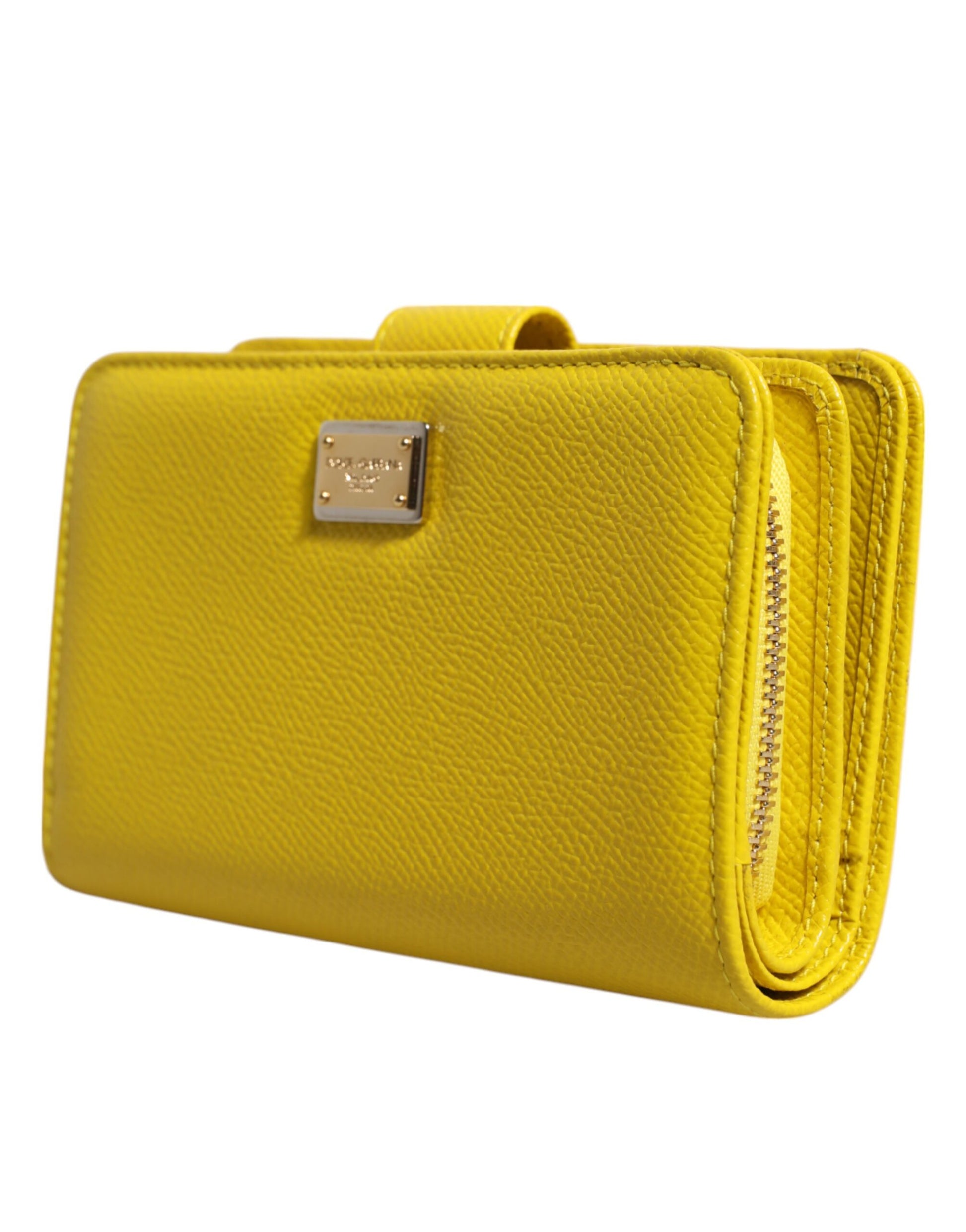 Dolce & Gabbana Yellow Leather Bifold Continental Clutch Wallet Curated Luxury Accessories by Orvyn