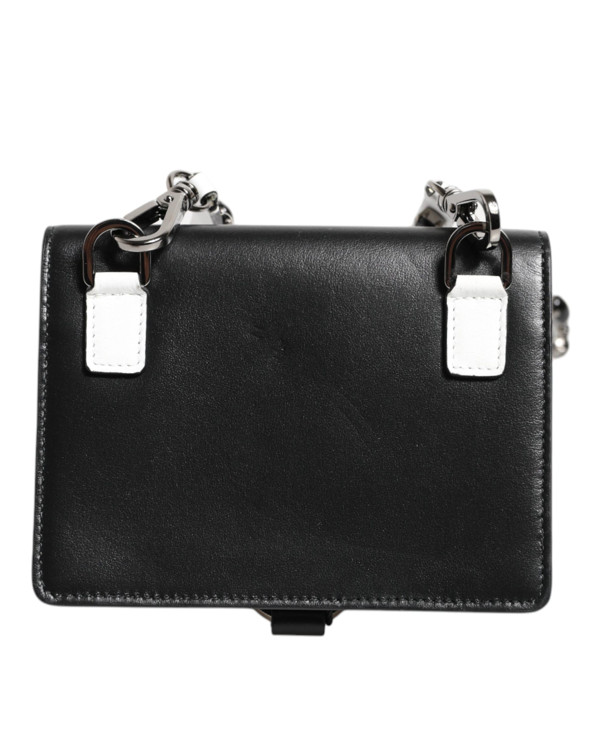 Dolce & Gabbana Black Leather Crystal Embellished Card Holder Wallet Curated Luxury Accessories by Orvyn