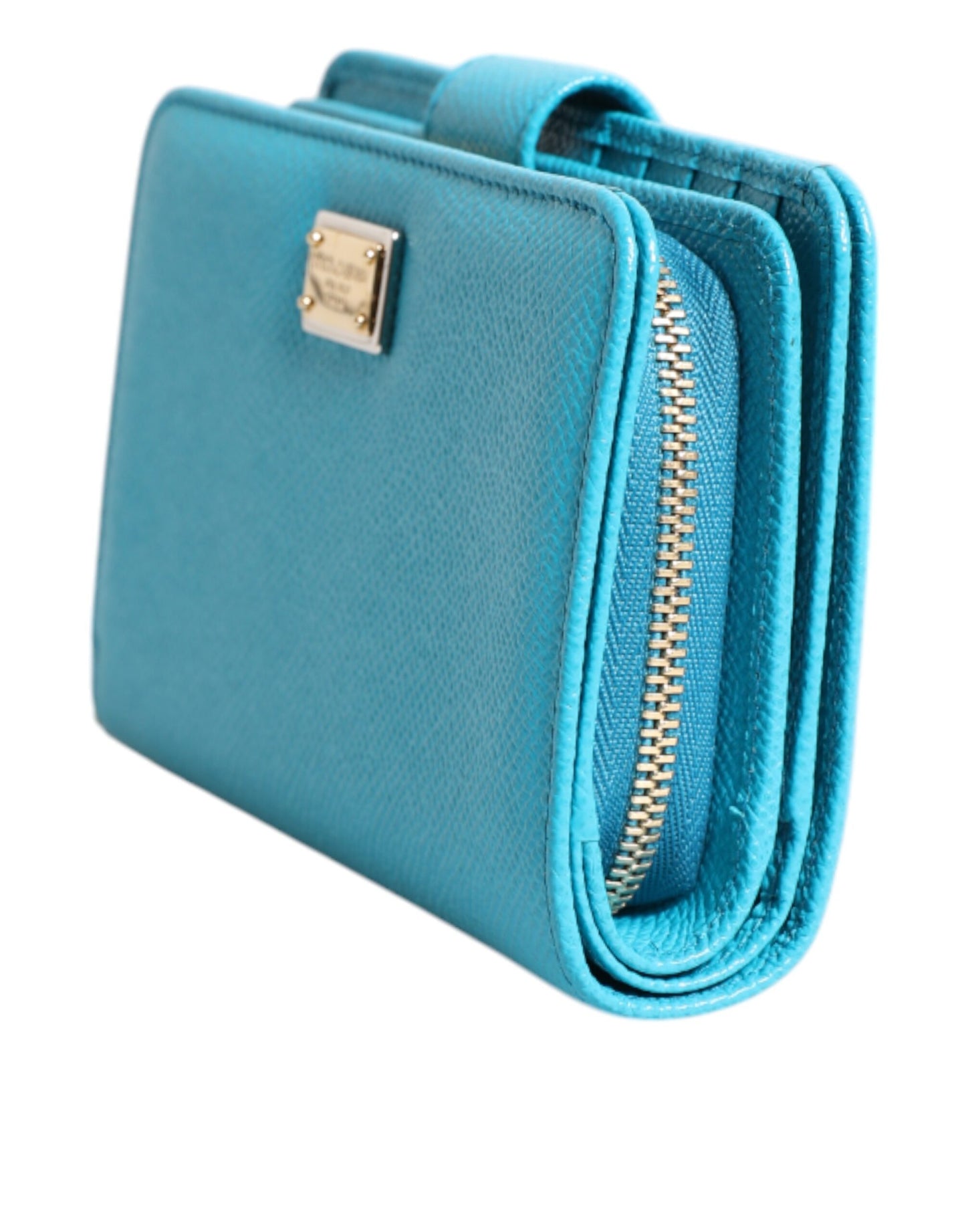 Dolce & Gabbana Light Blue Leather Bifold Continental Clutch Wallet Curated Luxury Accessories by Orvyn