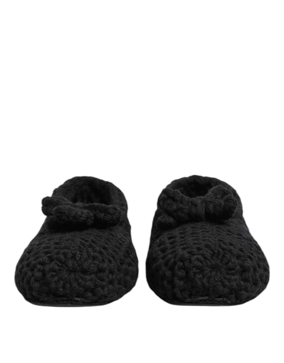 Dolce & Gabbana Black Wool Knit Slip On Ballerina Flats Shoes schwarz