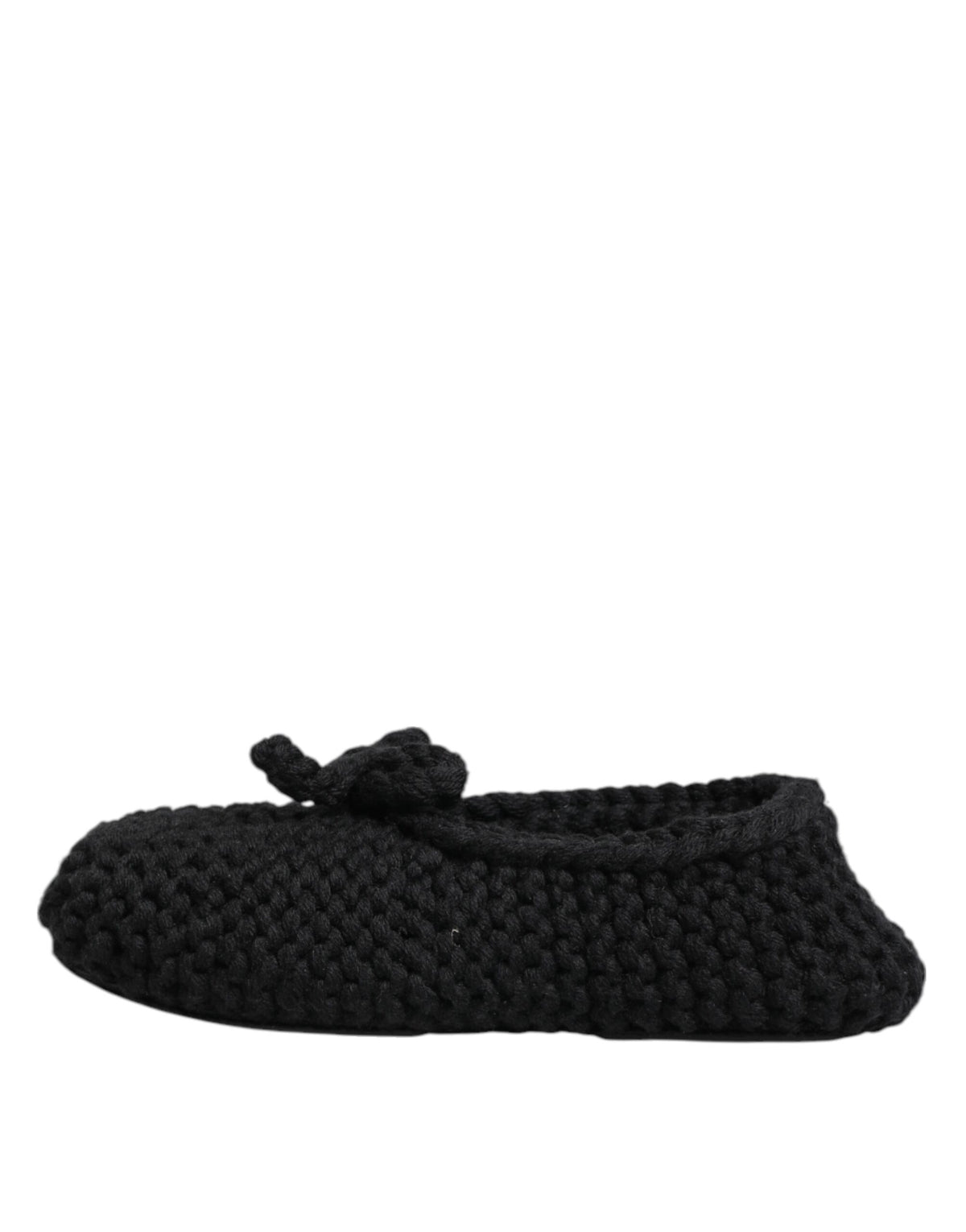 Dolce & Gabbana Black Wool Knit Slip On Ballerina Flats Shoes schwarz