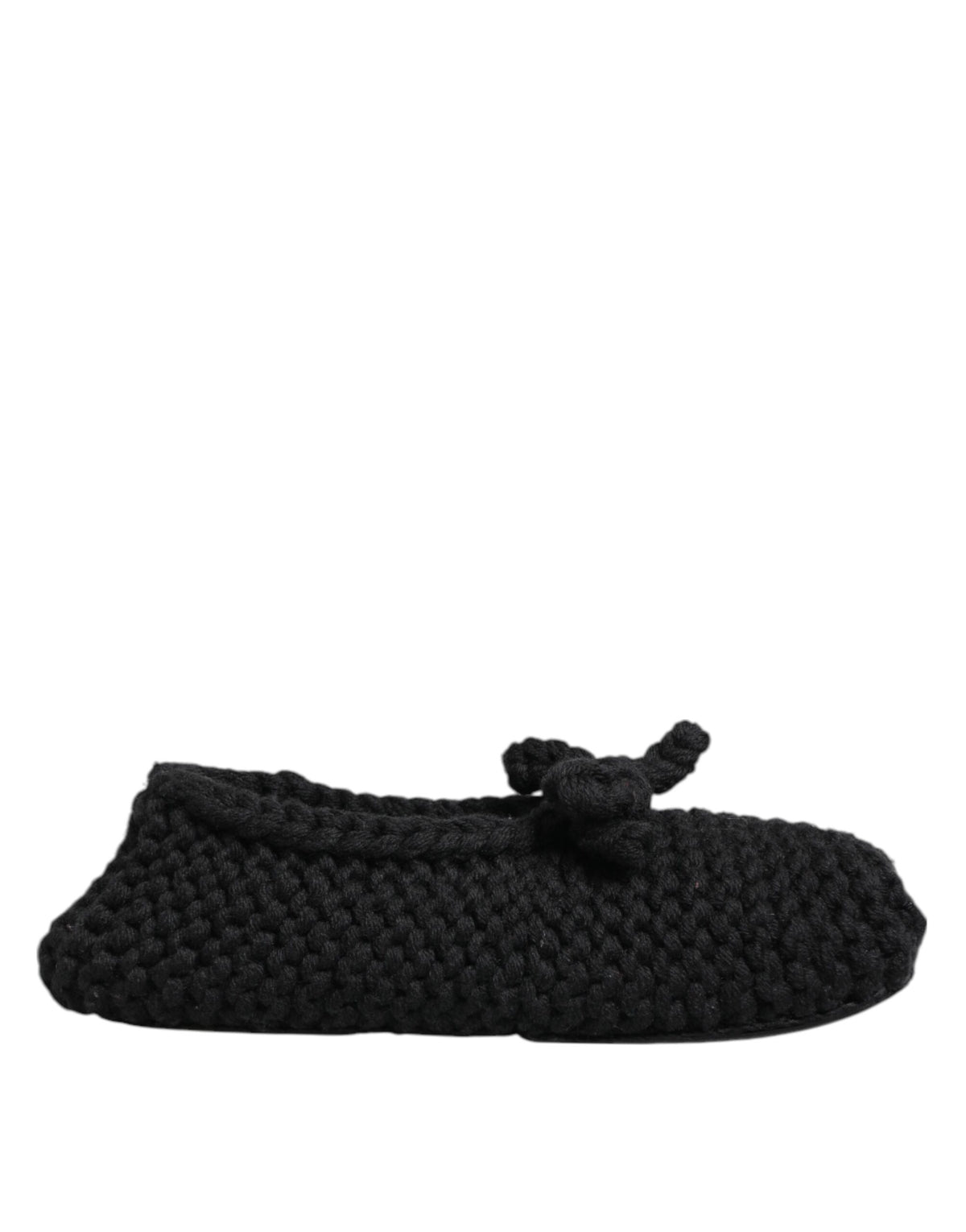 Dolce & Gabbana Black Wool Knit Slip On Ballerina Flats Shoes schwarz