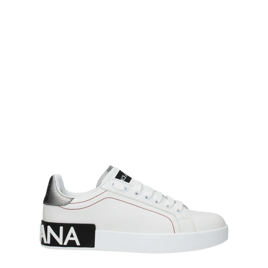 Dolce & Gabbana White Leather Low Top Sneakers weiss