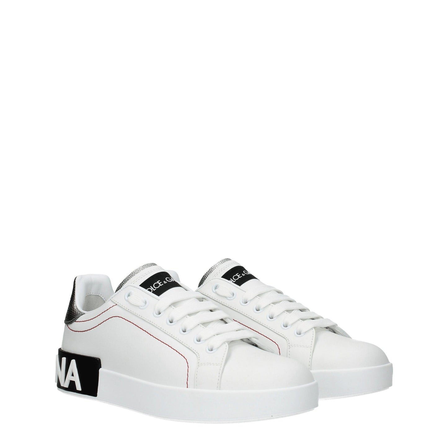 Dolce & Gabbana White Leather Low Top Sneakers weiss