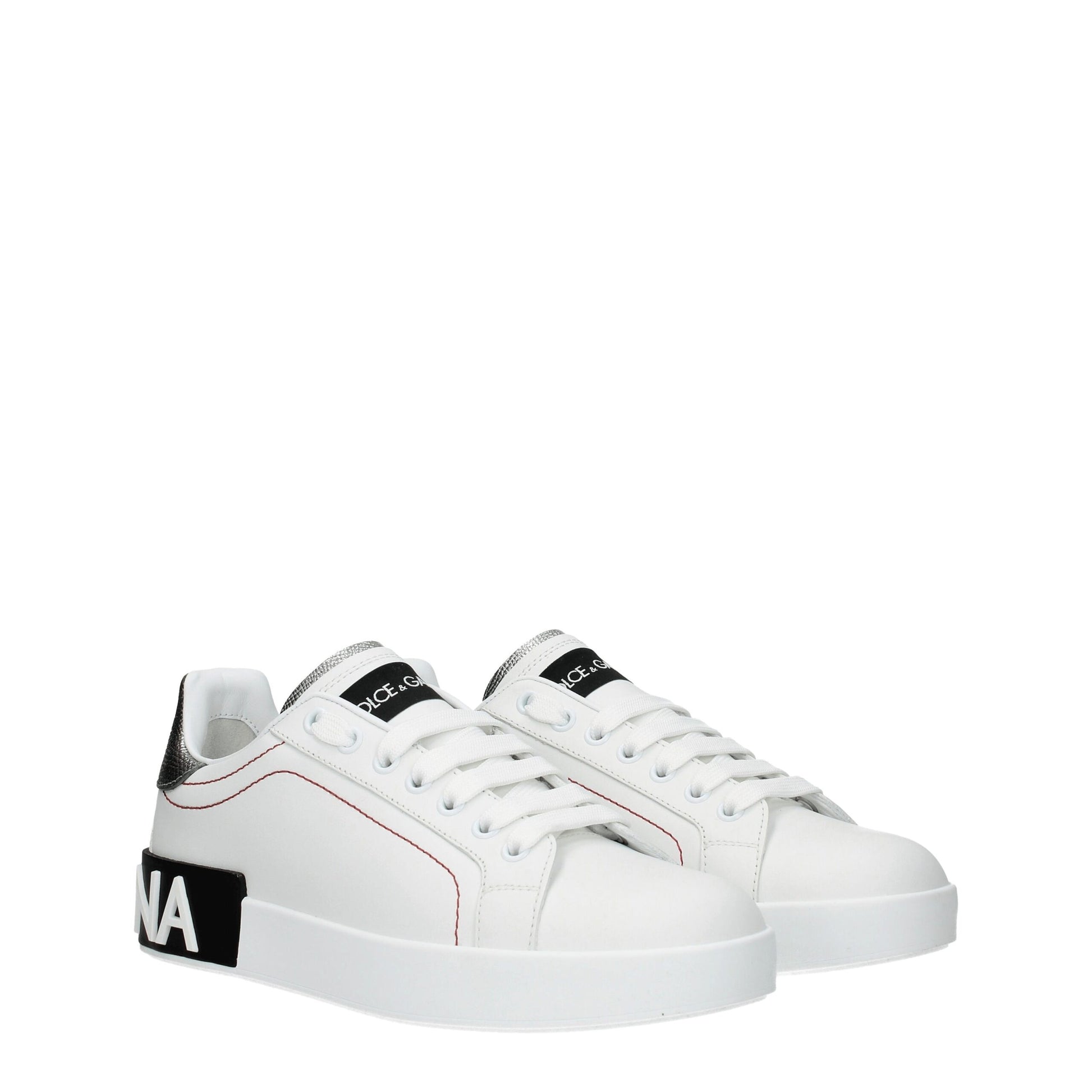 Dolce & Gabbana White Leather Low Top Sneakers weiss
