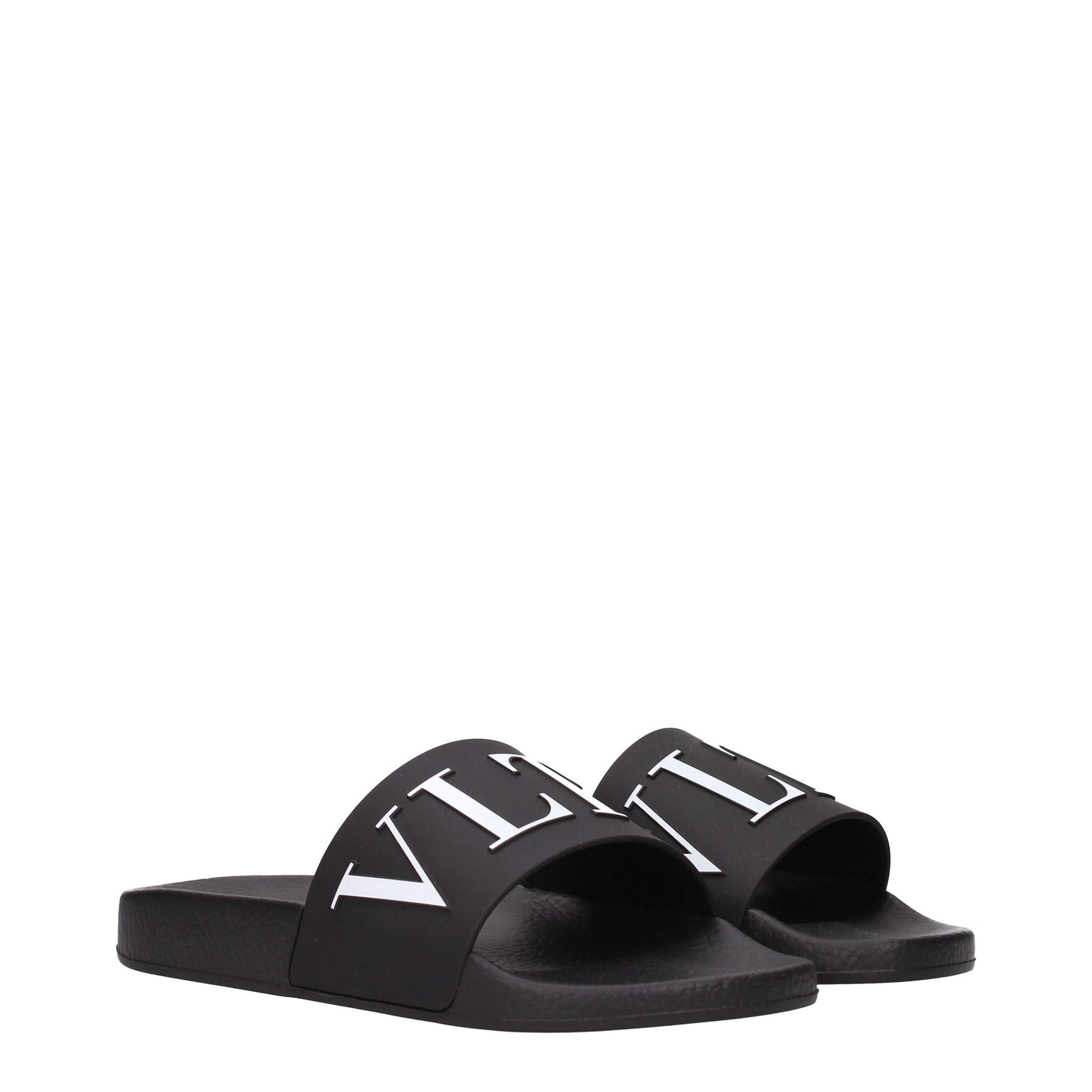 Valentino Garavani Black Cotton Slippers schwarz