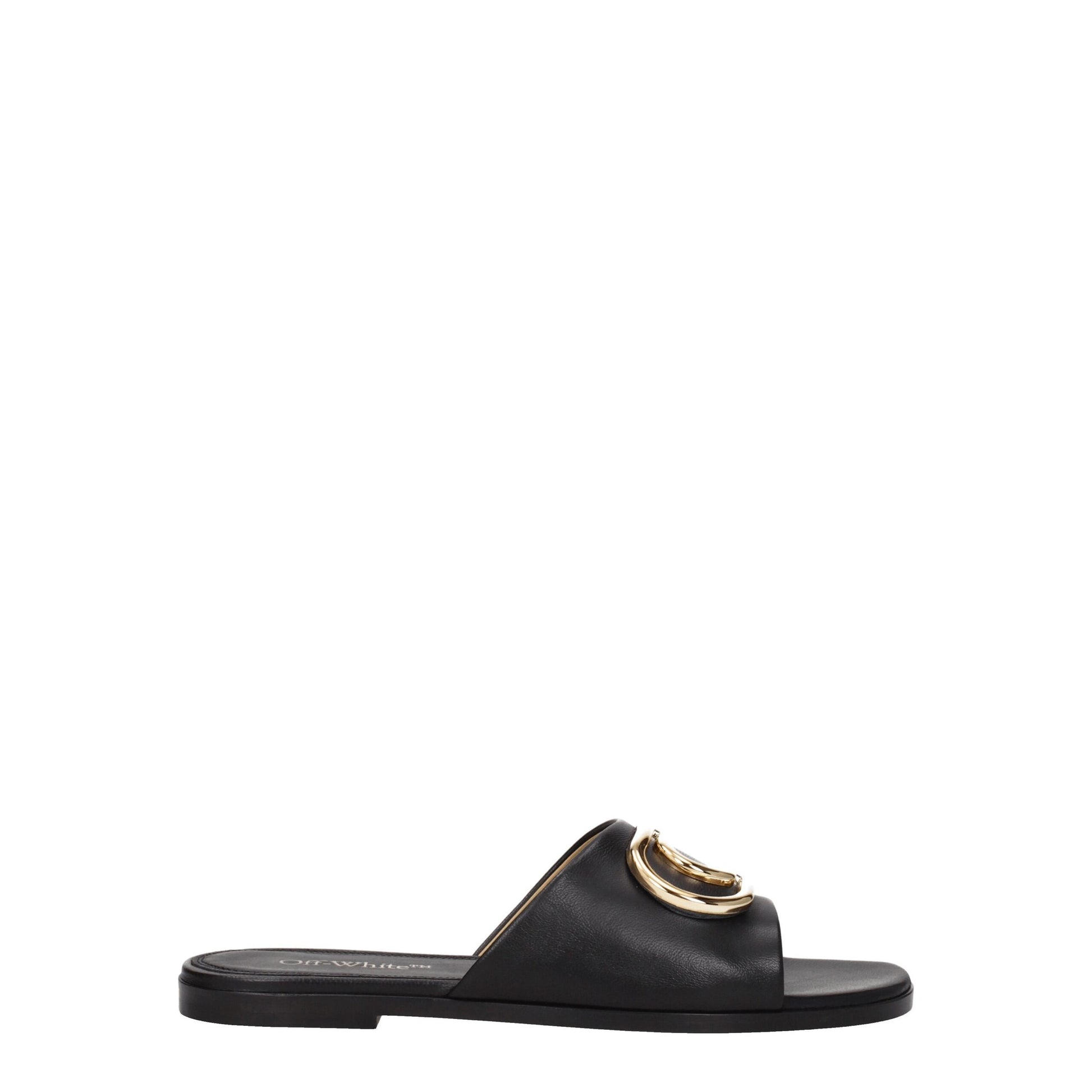 Off-White Black Leather Slippers Curated Luxury Accessories by Orvyn