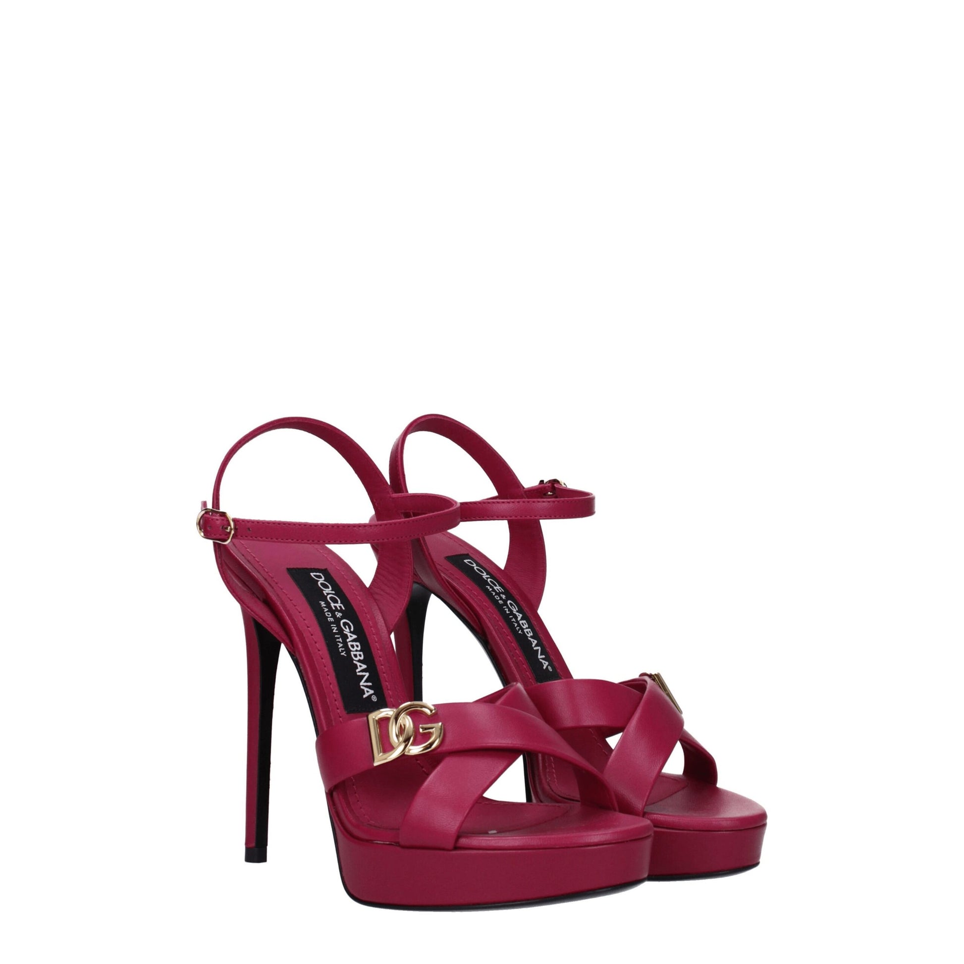 Dolce & Gabbana Pink Leather Platform Sandals Curated Luxury Accessories by Orvyn