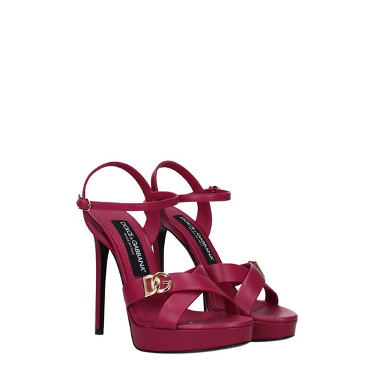 Dolce & Gabbana Pink Leather Platform Sandals Curated Luxury Accessories by Orvyn
