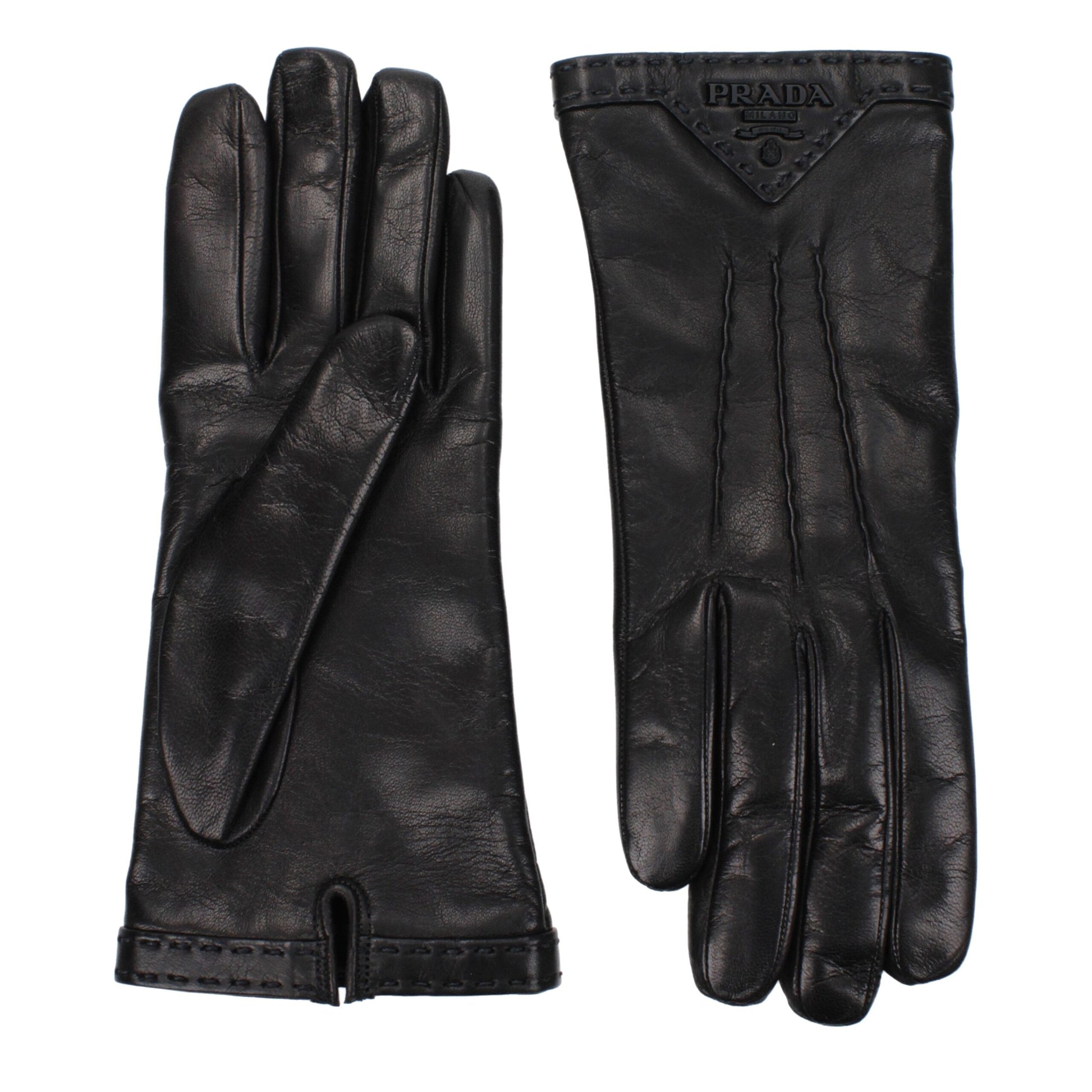 Prada Black Leather Gloves Curated Luxury Accessories by Orvyn