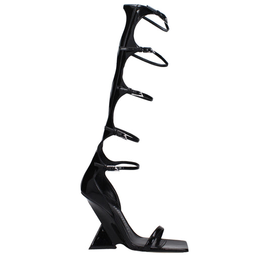 The Attico Black Leather Stiletto Heel Sandals Curated Luxury Accessories by Orvyn