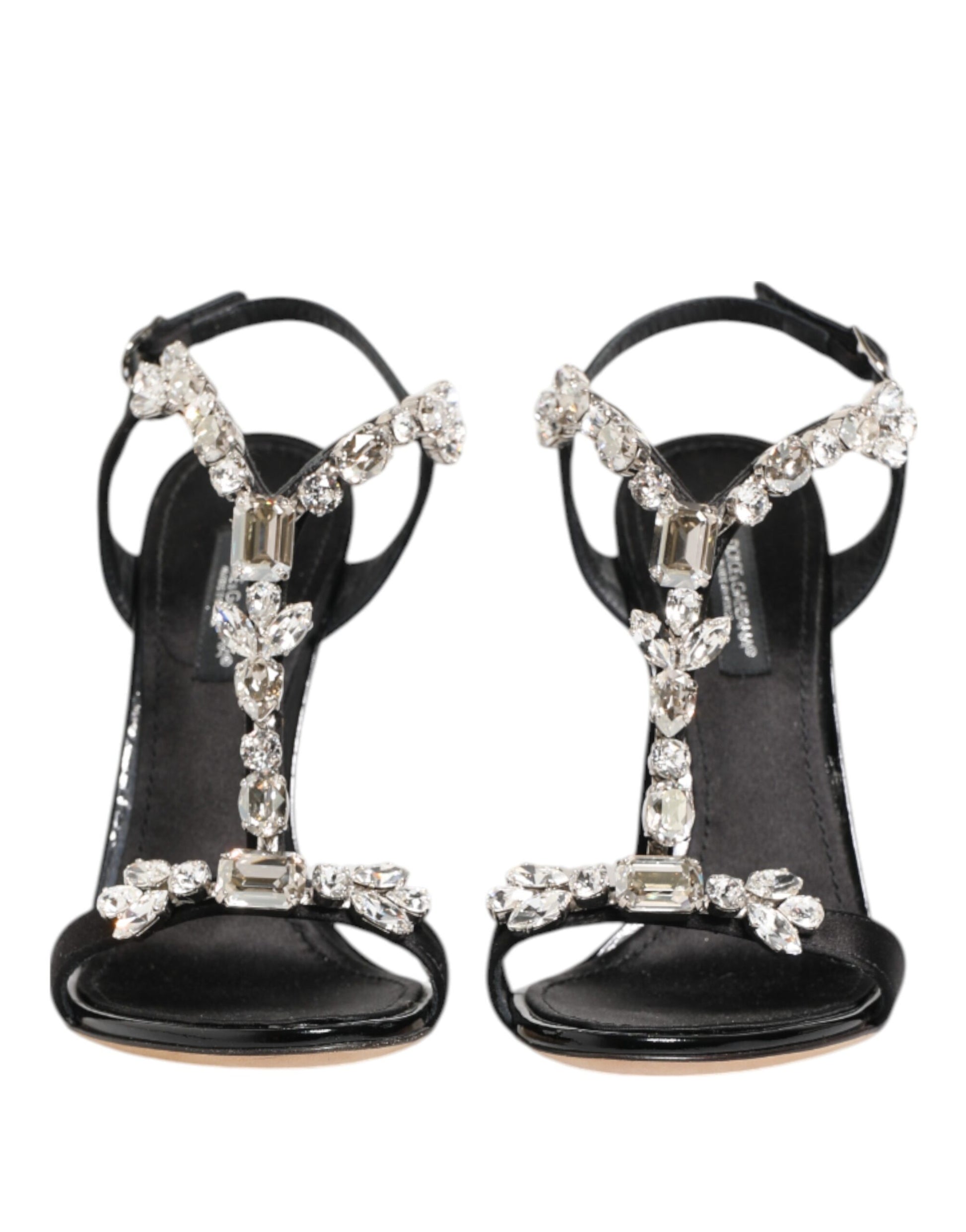 Dolce & Gabbana Black Keira Crystals Heels Sandals Shoes Curated Luxury Accessories by Orvyn