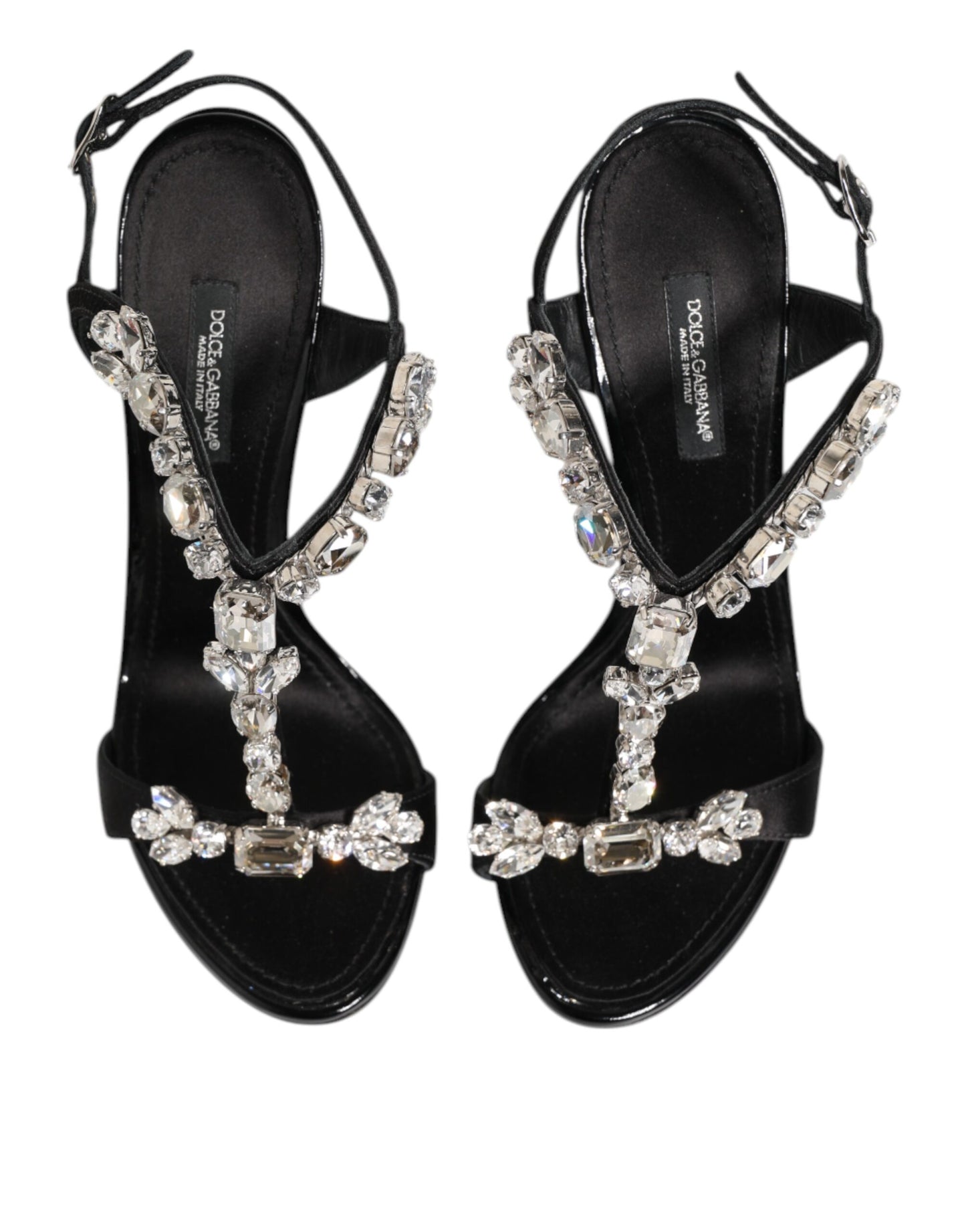 Dolce & Gabbana Black Keira Crystals Heels Sandals Shoes Curated Luxury Accessories by Orvyn