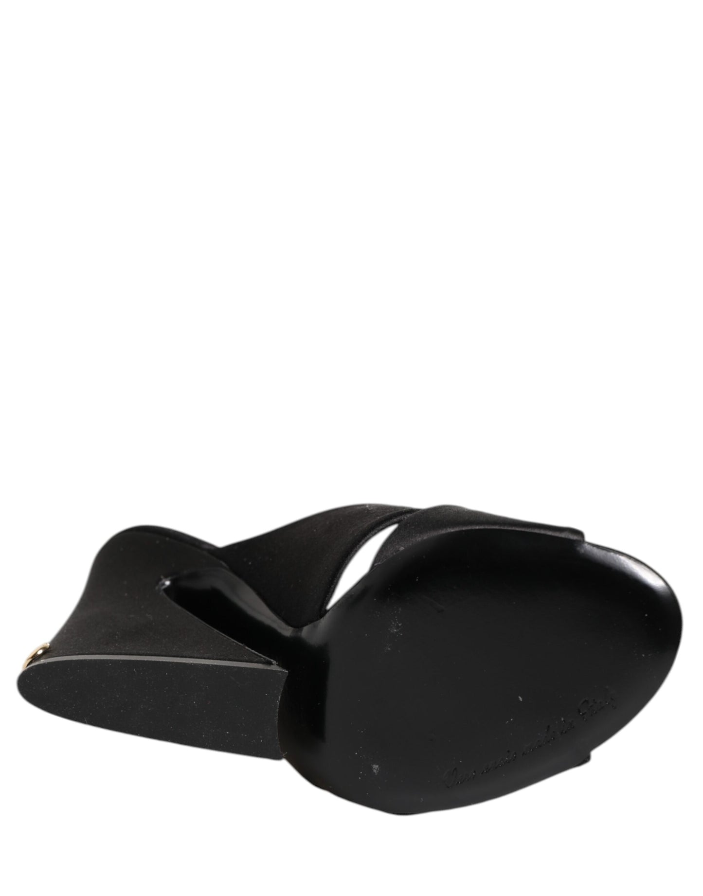 Dolce & Gabbana Black Logo KEIRA Satin Slides Sandals Shoes Curated Luxury Accessories by Orvyn