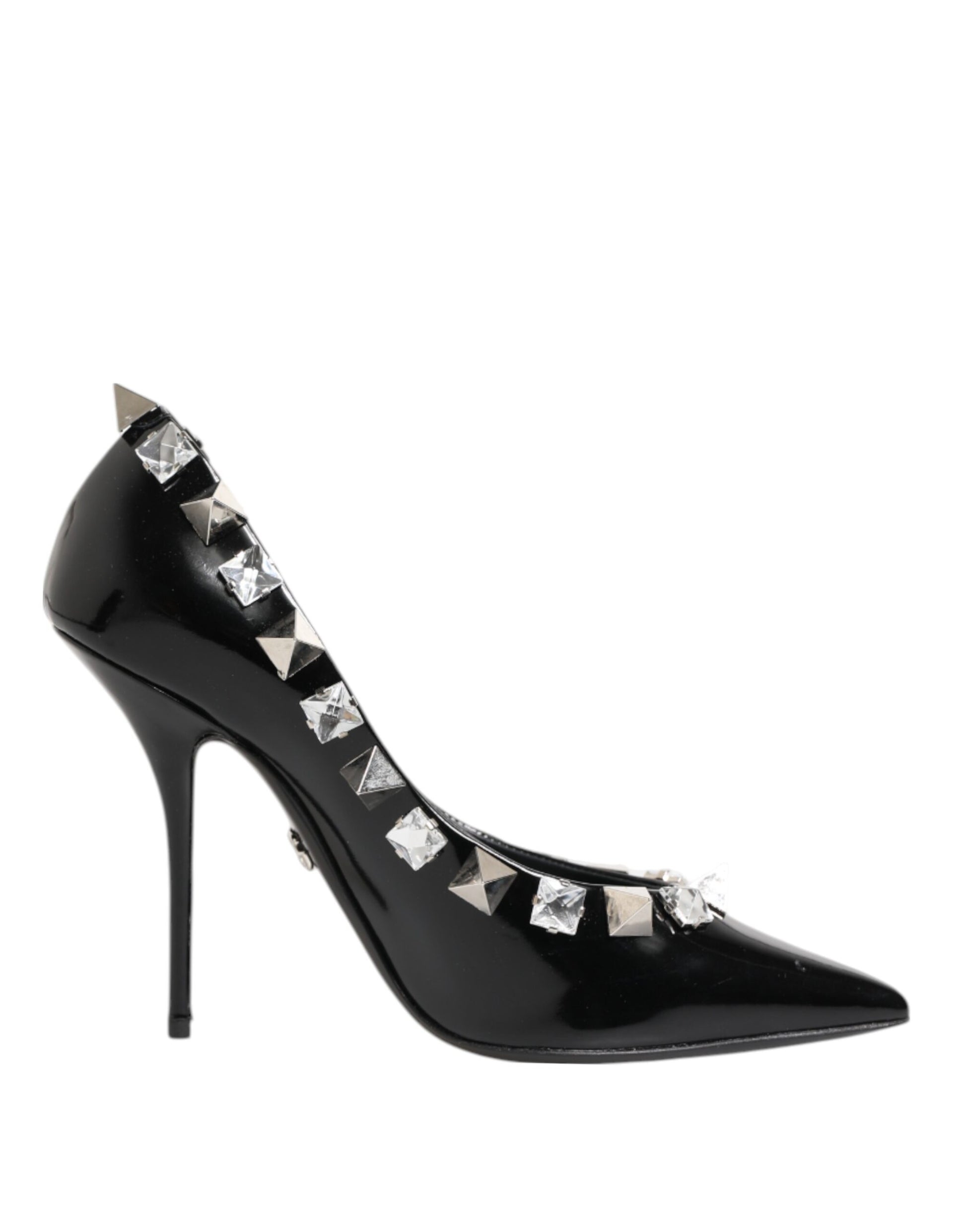 Dolce & Gabbana Black Crystals Studs Stiletto Pumps Shoes Curated Luxury Accessories by Orvyn