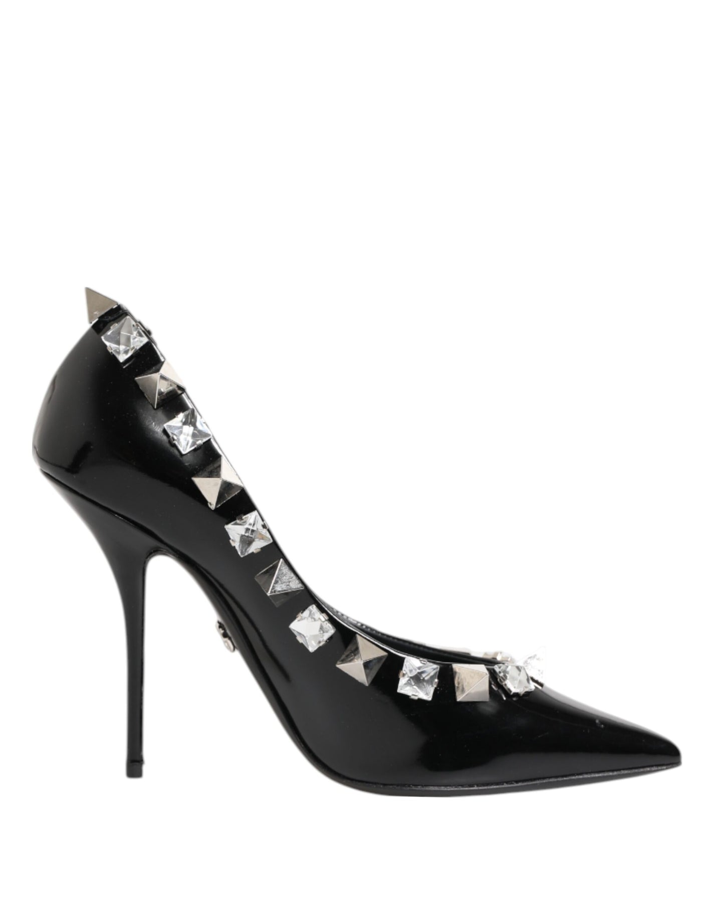 Dolce & Gabbana Black Crystals Studs Stiletto Pumps Shoes Curated Luxury Accessories by Orvyn