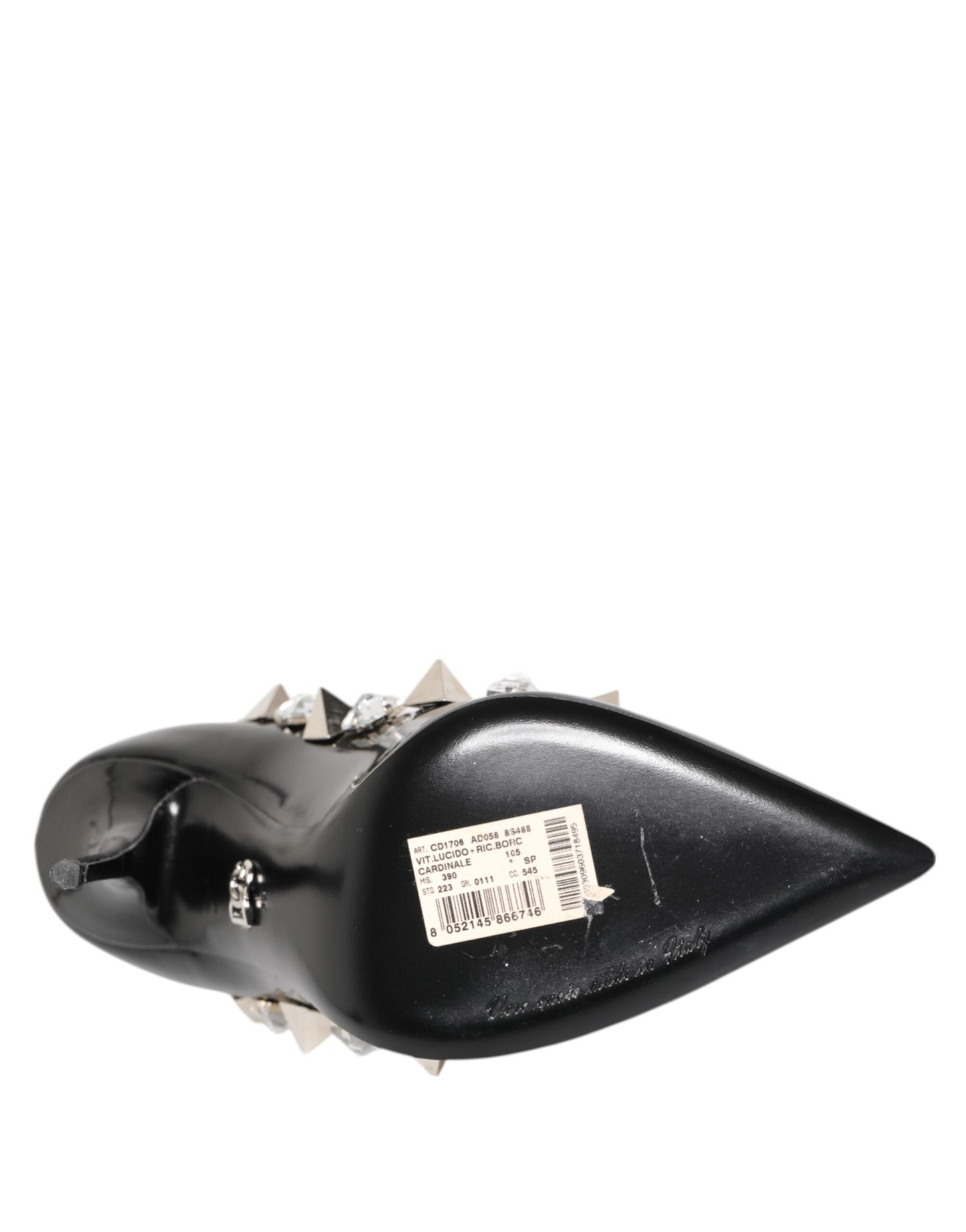 Dolce & Gabbana Black Crystals Studs Stiletto Pumps Shoes Curated Luxury Accessories by Orvyn