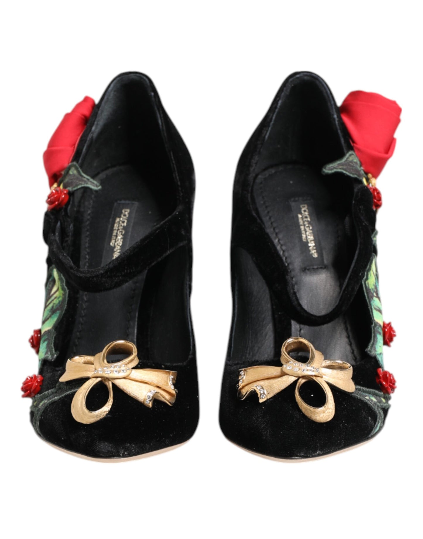 Dolce & Gabbana Black Roses Crystal Brooch Mary Jane Shoes Curated Luxury Accessories by Orvyn