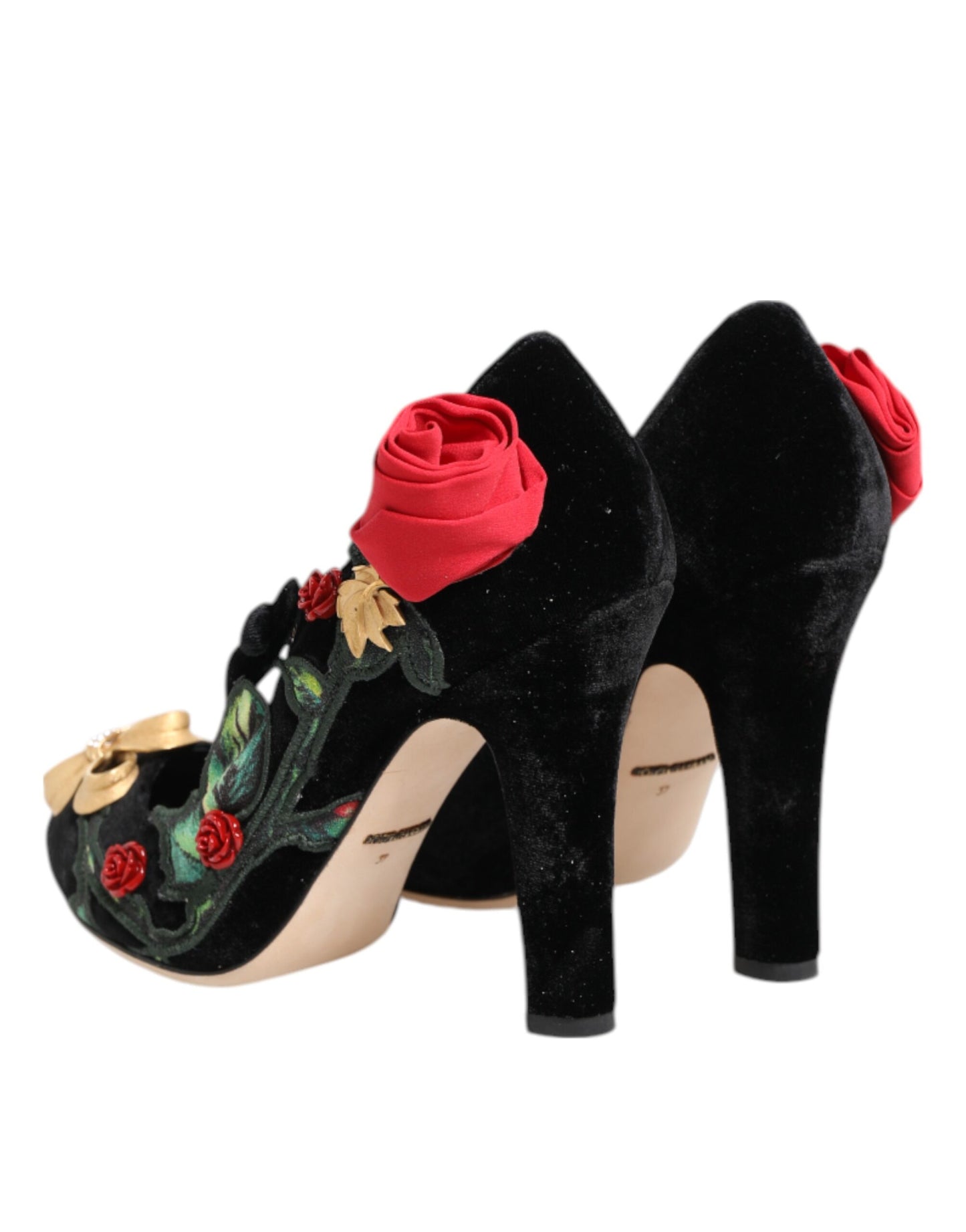 Dolce & Gabbana Black Roses Crystal Brooch Mary Jane Shoes Curated Luxury Accessories by Orvyn