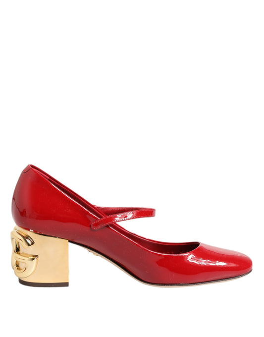 Dolce & Gabbana Red Leather DG Logo Heels Sandals Shoes Curated Luxury Accessories by Orvyn