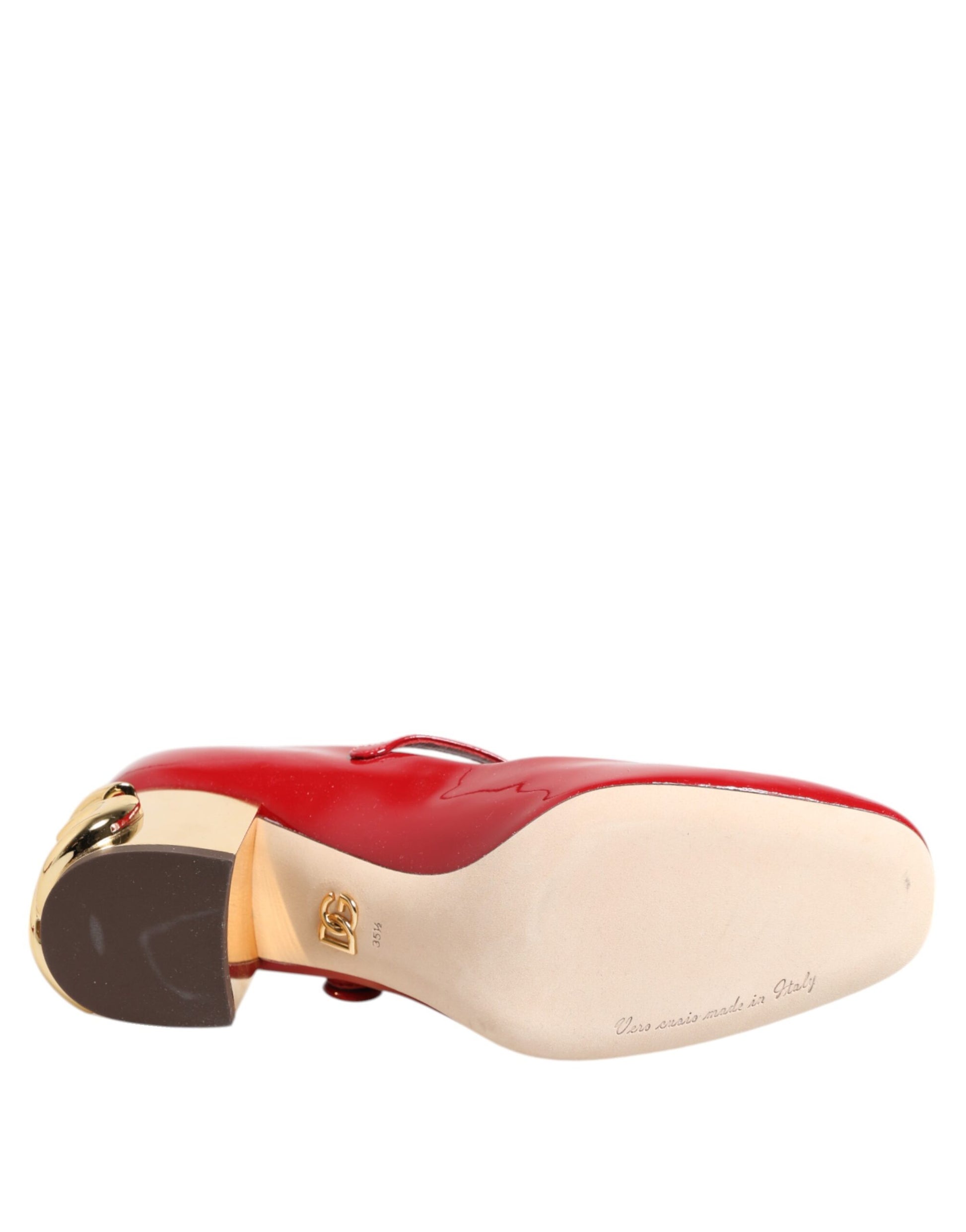 Dolce & Gabbana Red Leather DG Logo Heels Sandals Shoes Curated Luxury Accessories by Orvyn
