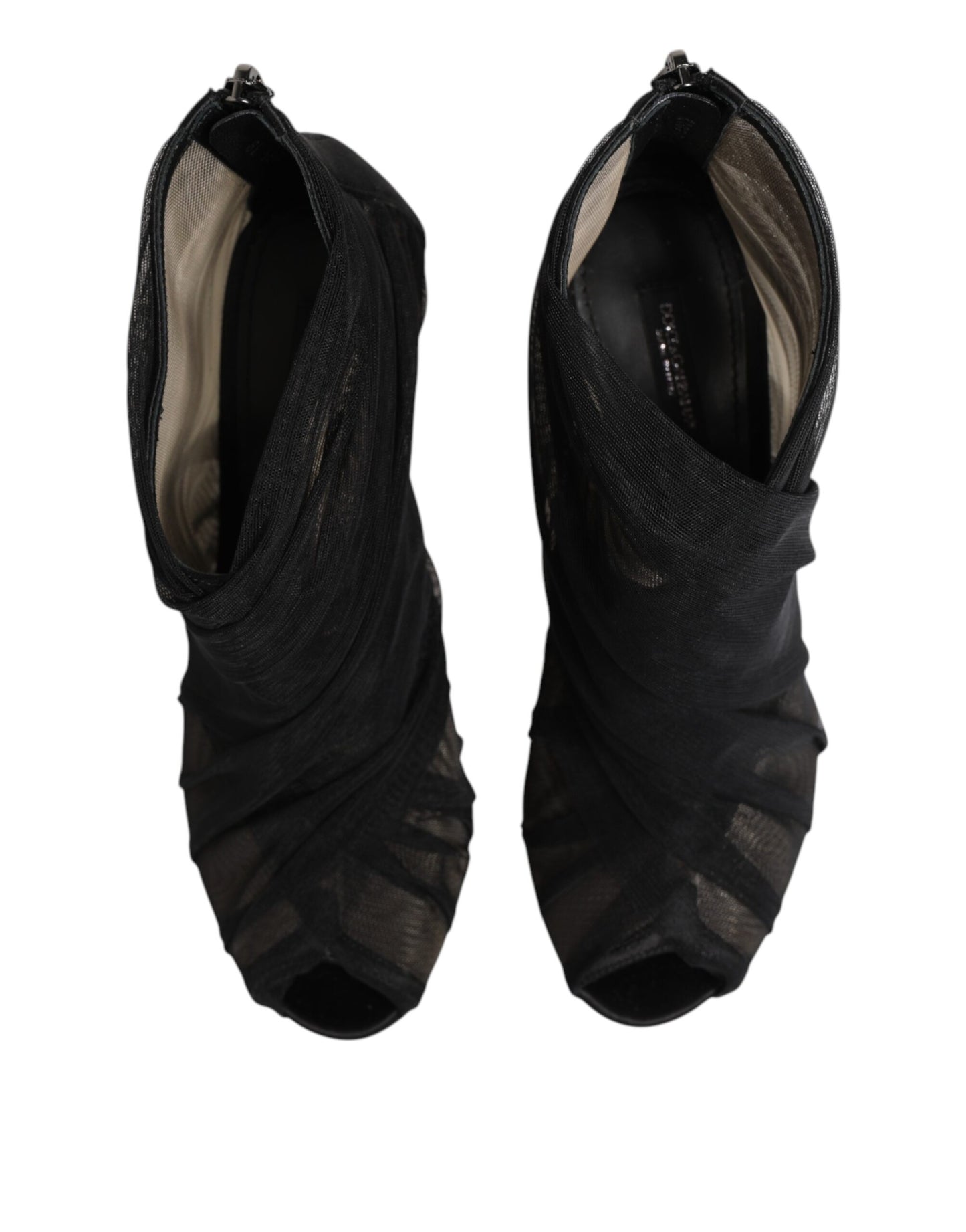 Dolce & Gabbana Black Mesh Stiletto Heels Ankle Boots Shoes Curated Luxury Accessories by Orvyn