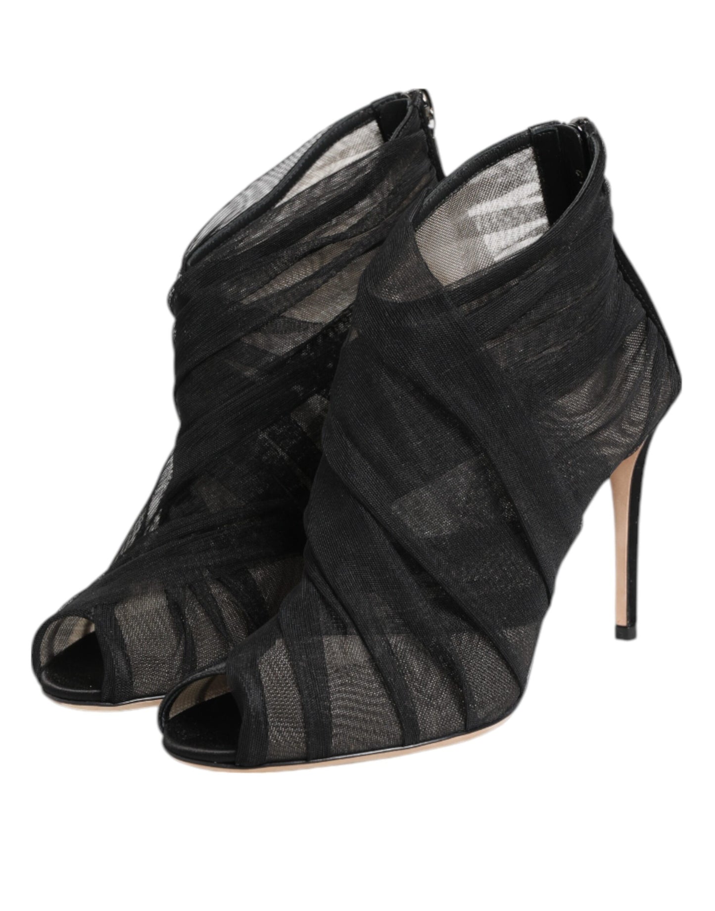 Dolce & Gabbana Black Mesh Stiletto Heels Ankle Boots Shoes Curated Luxury Accessories by Orvyn