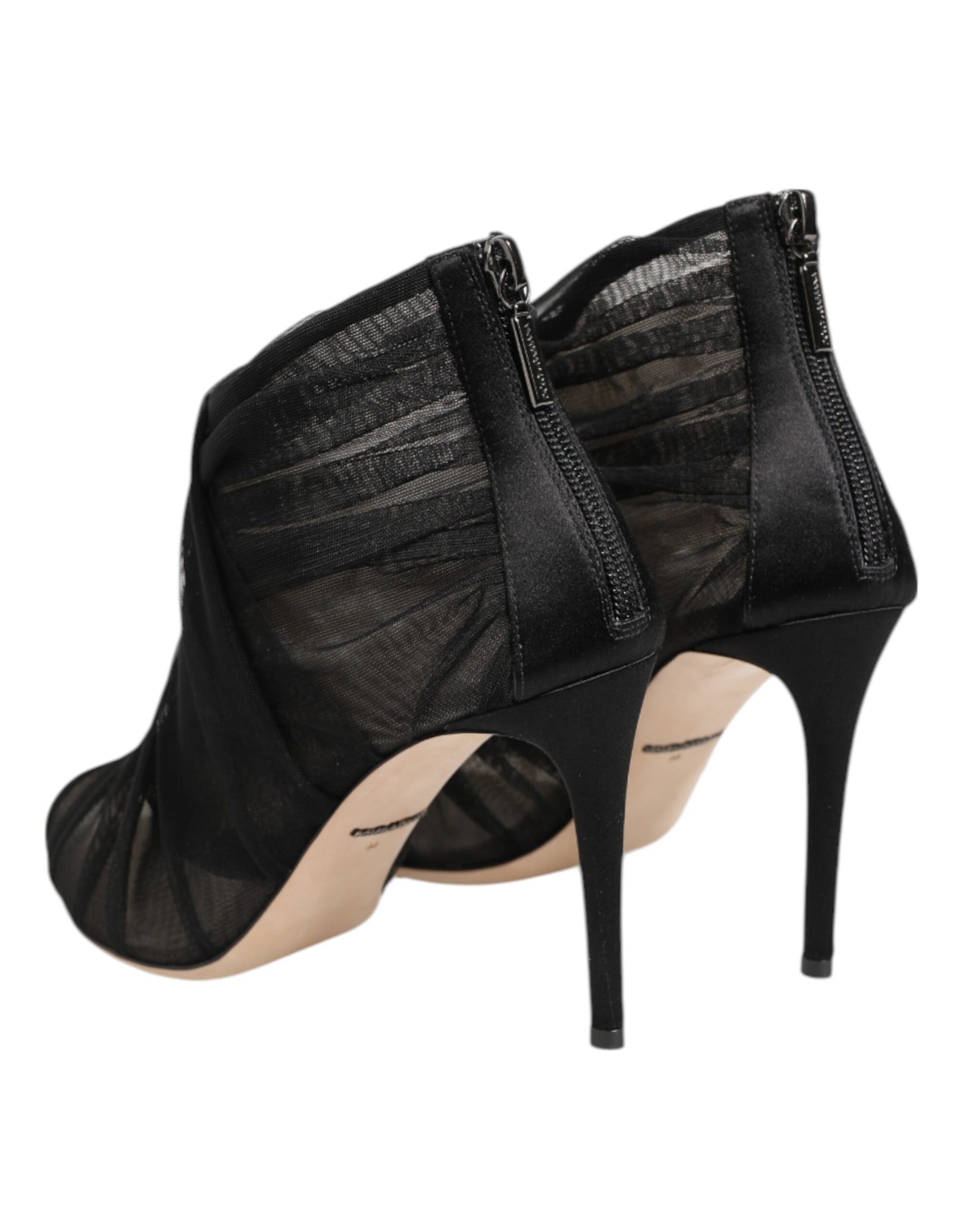 Dolce & Gabbana Black Mesh Stiletto Heels Ankle Boots Shoes Curated Luxury Accessories by Orvyn