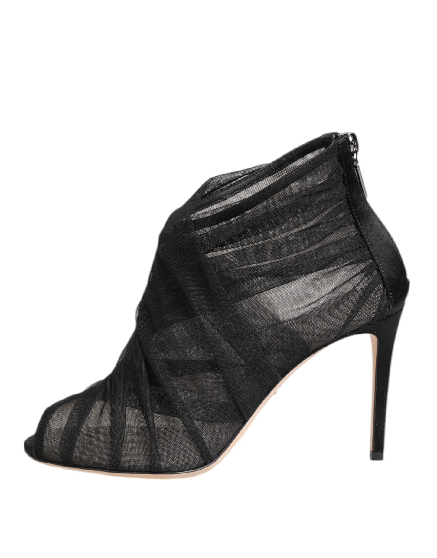 Dolce & Gabbana Black Mesh Stiletto Heels Ankle Boots Shoes Curated Luxury Accessories by Orvyn