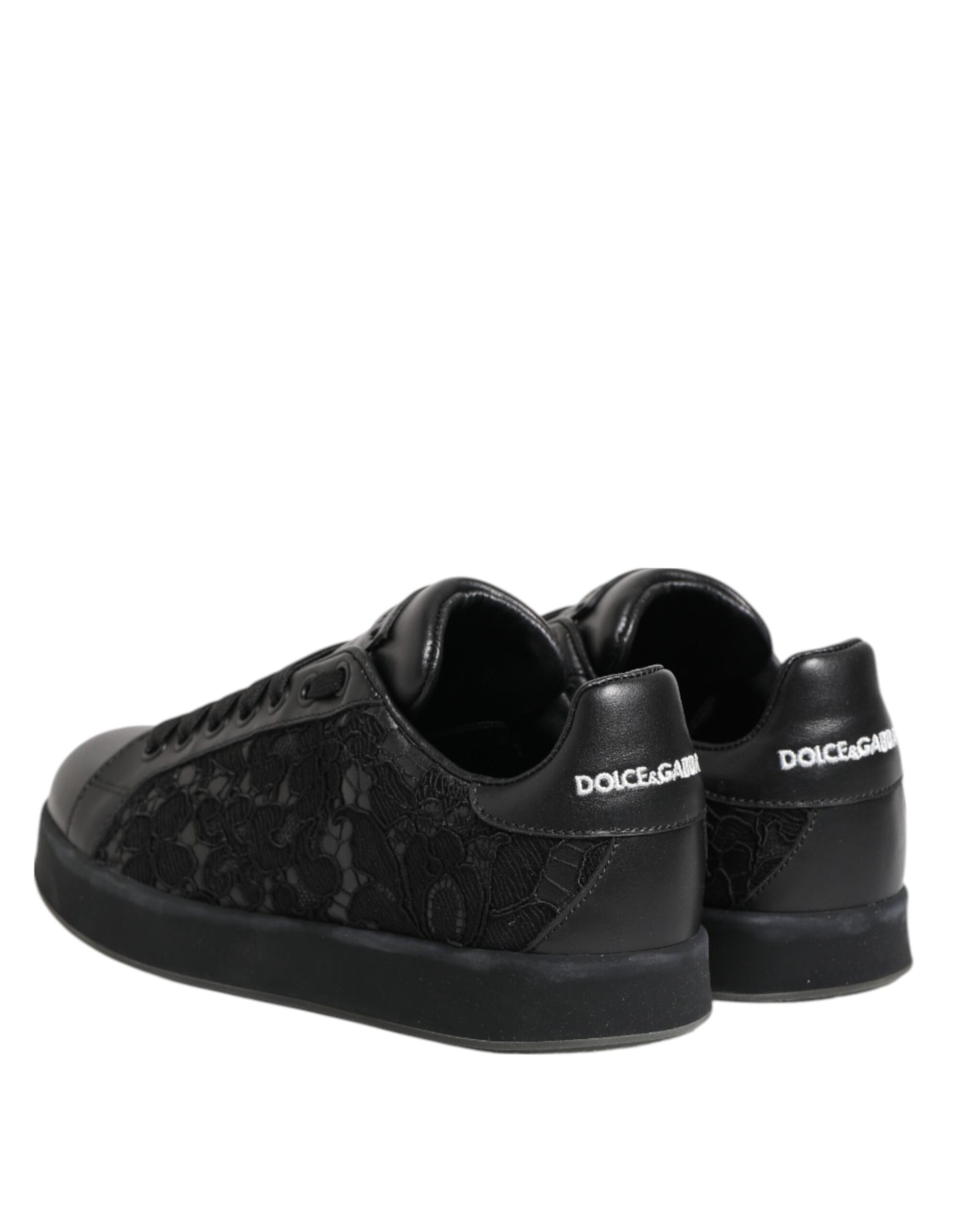 Dolce & Gabbana Black Floral Lace Low Top Sneakers Shoes Curated Luxury Accessories by Orvyn
