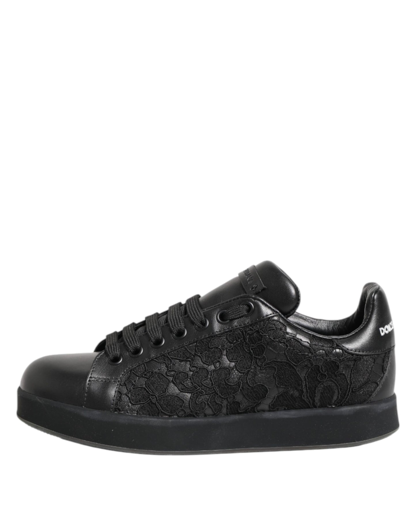 Dolce & Gabbana Black Floral Lace Low Top Sneakers Shoes Curated Luxury Accessories by Orvyn