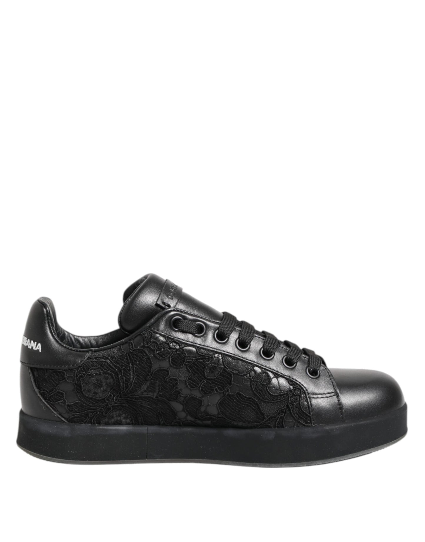 Dolce & Gabbana Black Floral Lace Low Top Sneakers Shoes Curated Luxury Accessories by Orvyn