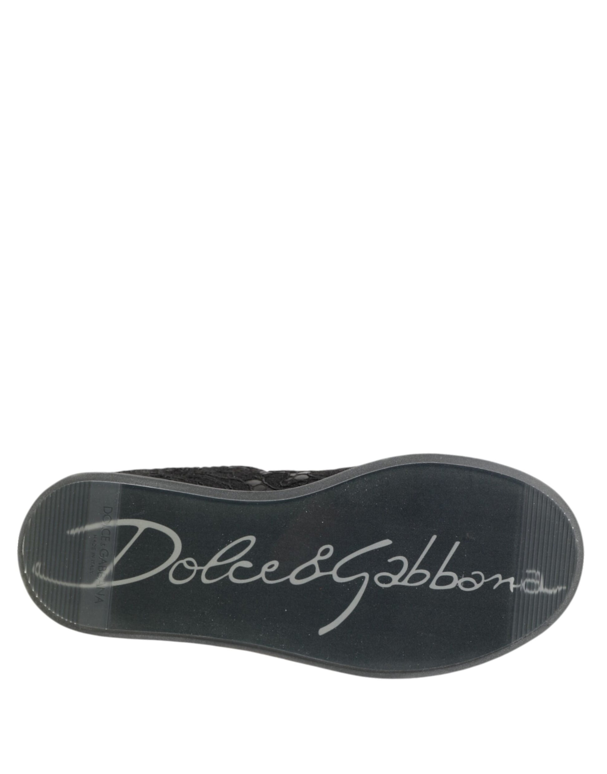 Dolce & Gabbana Black Floral Lace Low Top Sneakers Shoes Curated Luxury Accessories by Orvyn