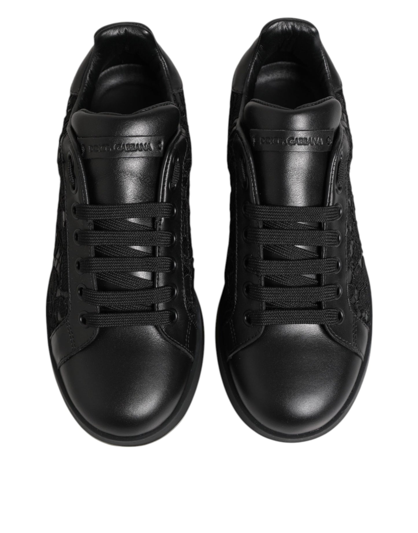 Dolce & Gabbana Black Floral Lace Low Top Sneakers Shoes Curated Luxury Accessories by Orvyn