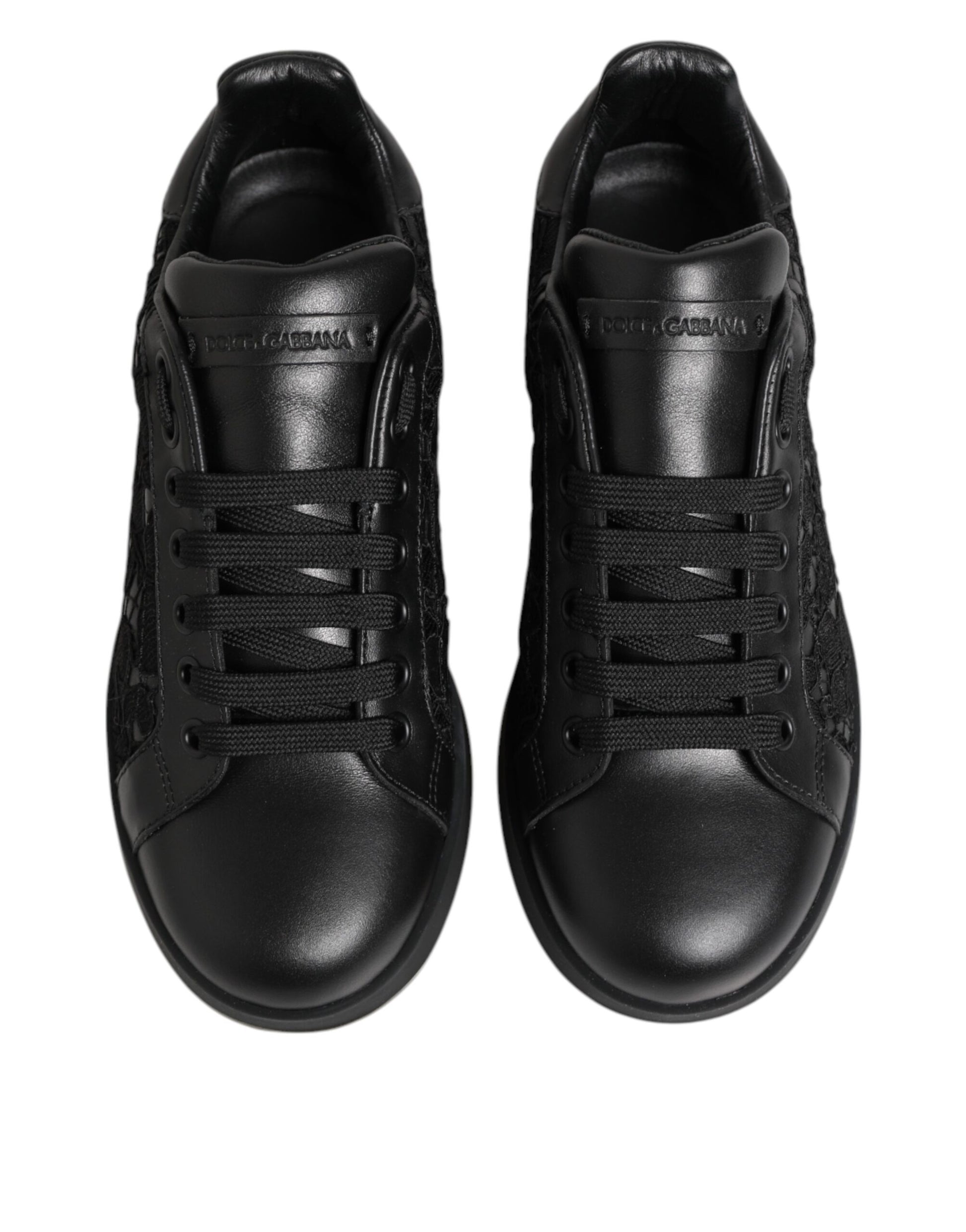 Dolce & Gabbana Black Floral Lace Low Top Sneakers Shoes Curated Luxury Accessories by Orvyn