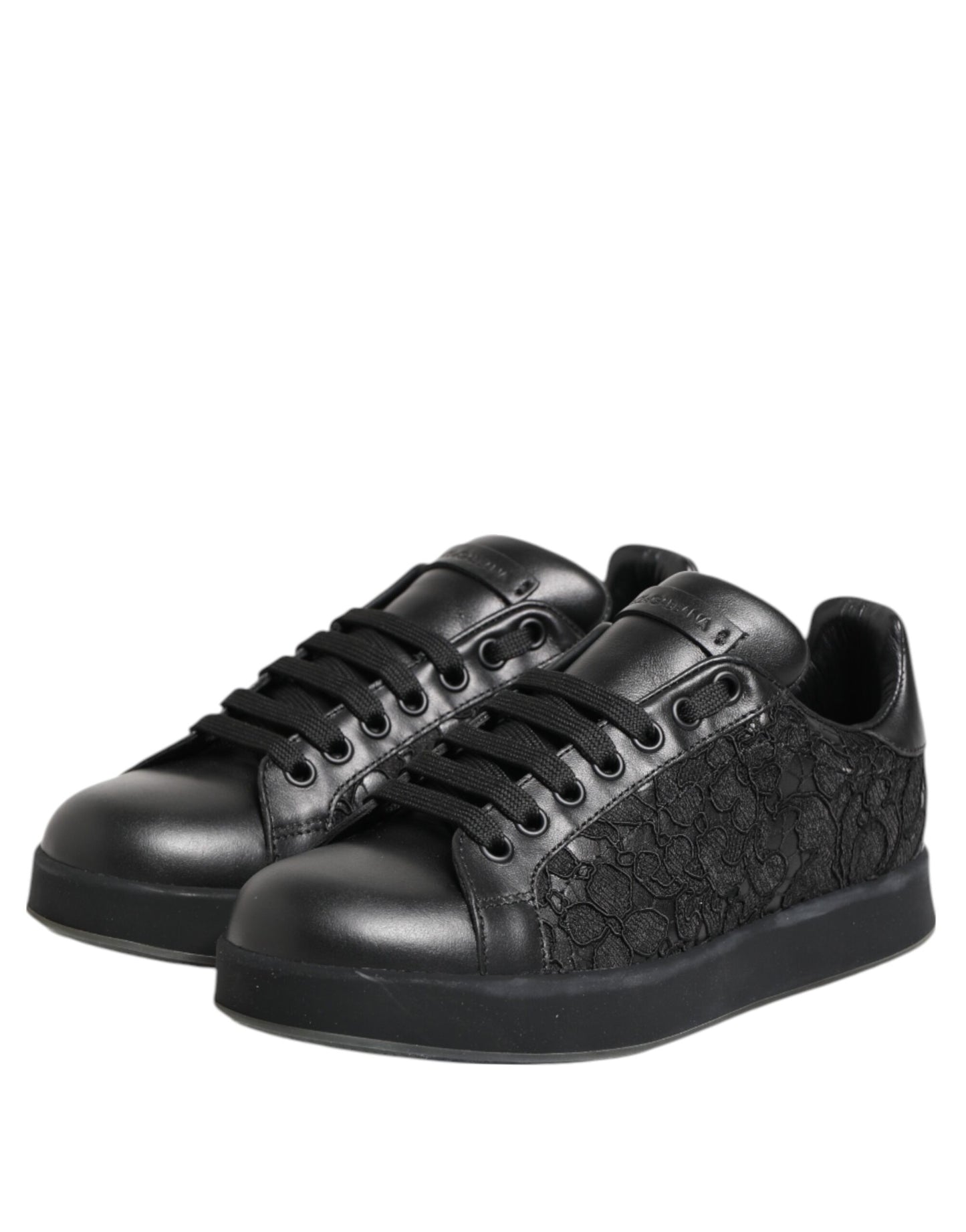 Dolce & Gabbana Black Floral Lace Low Top Sneakers Shoes Curated Luxury Accessories by Orvyn