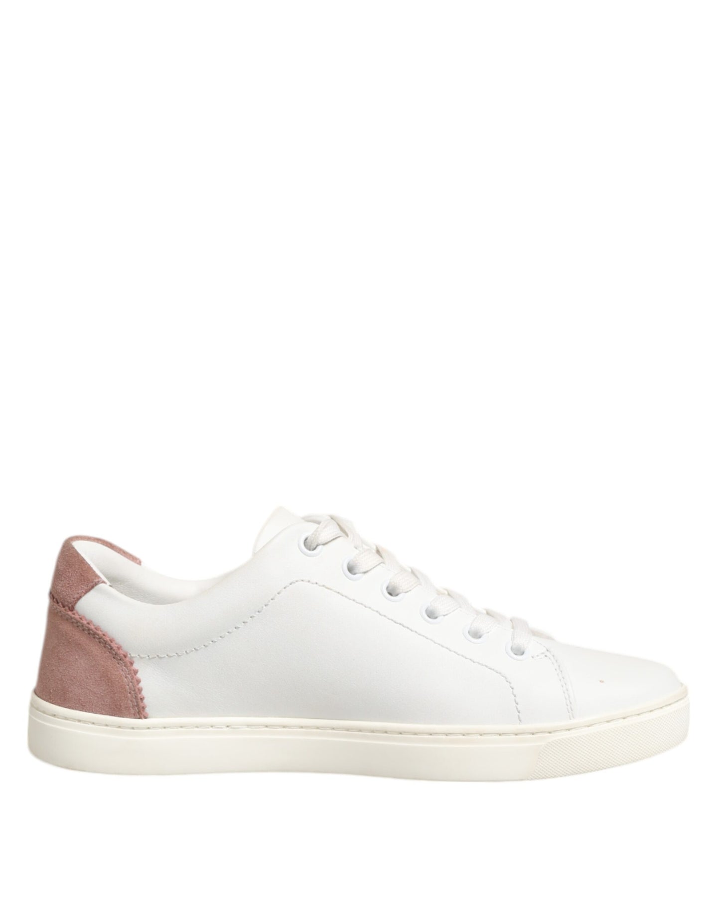 Dolce & Gabbana White Pink Leather Low Top Sneakers Shoes Curated Luxury Accessories by Orvyn