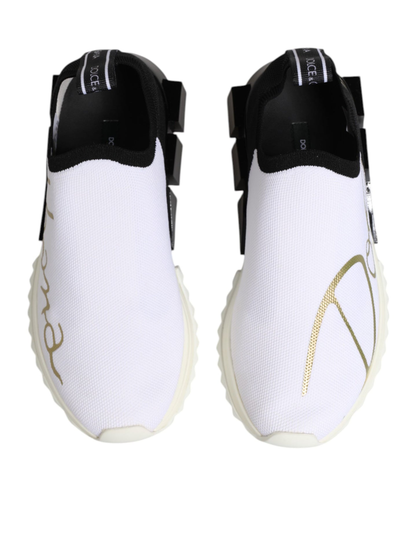 Dolce & Gabbana White Black Low Top Sorrento Sneakers Shoes Curated Luxury Accessories by Orvyn