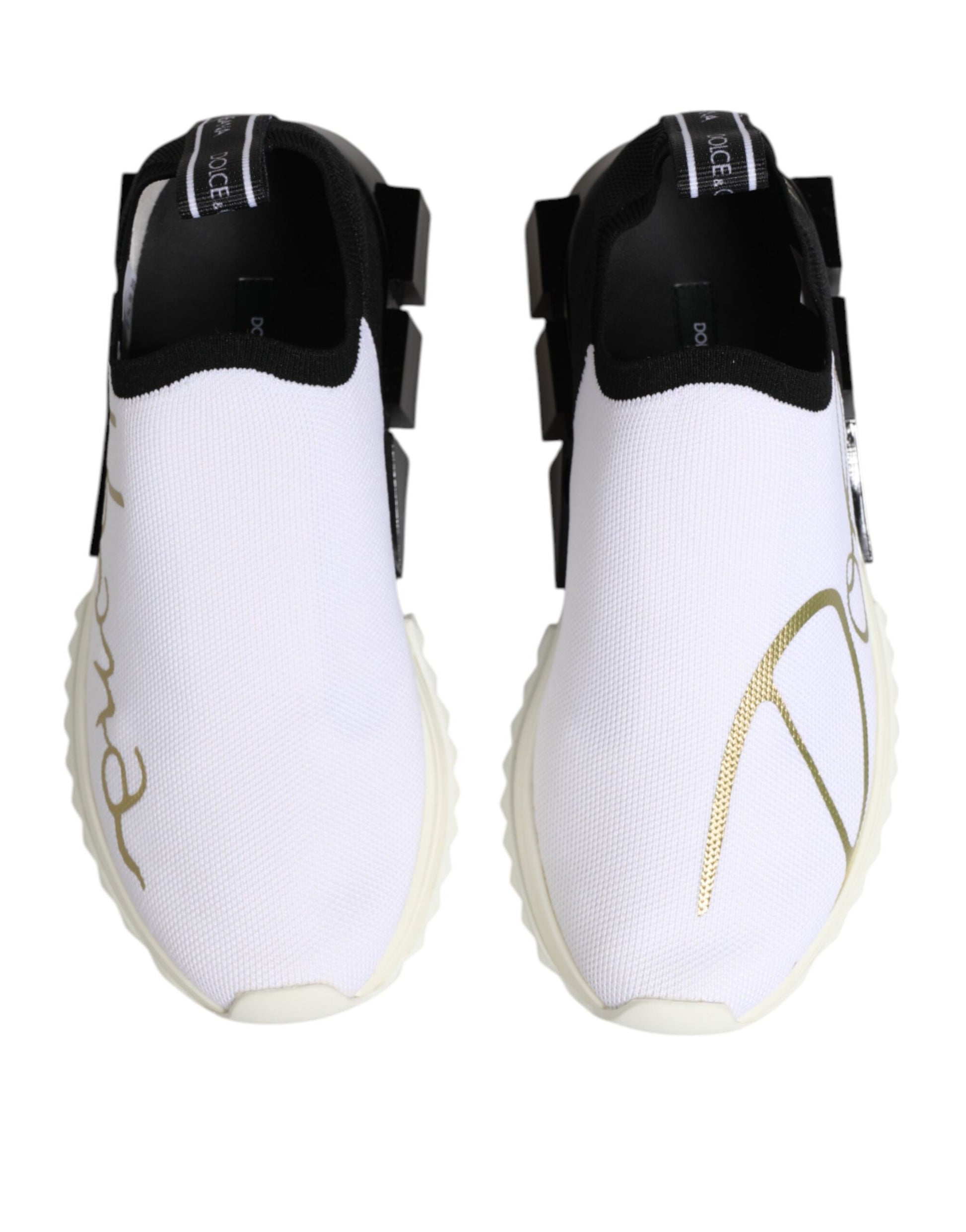 Dolce & Gabbana White Black Low Top Sorrento Sneakers Shoes Curated Luxury Accessories by Orvyn