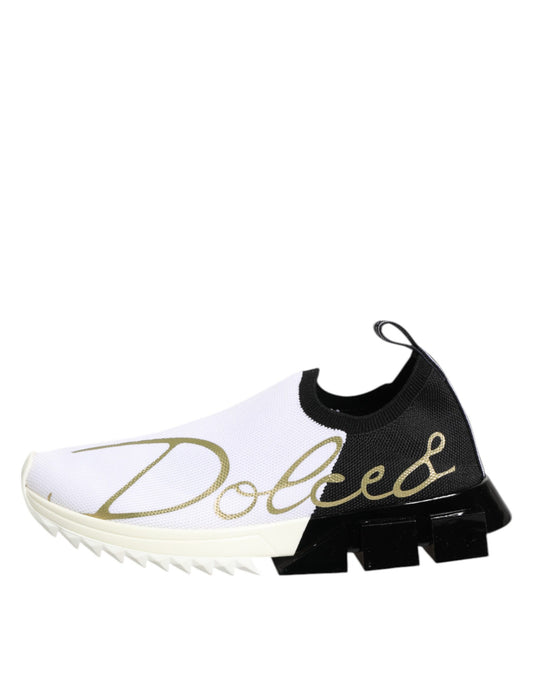 Dolce & Gabbana White Black Low Top Sorrento Sneakers Shoes Curated Luxury Accessories by Orvyn