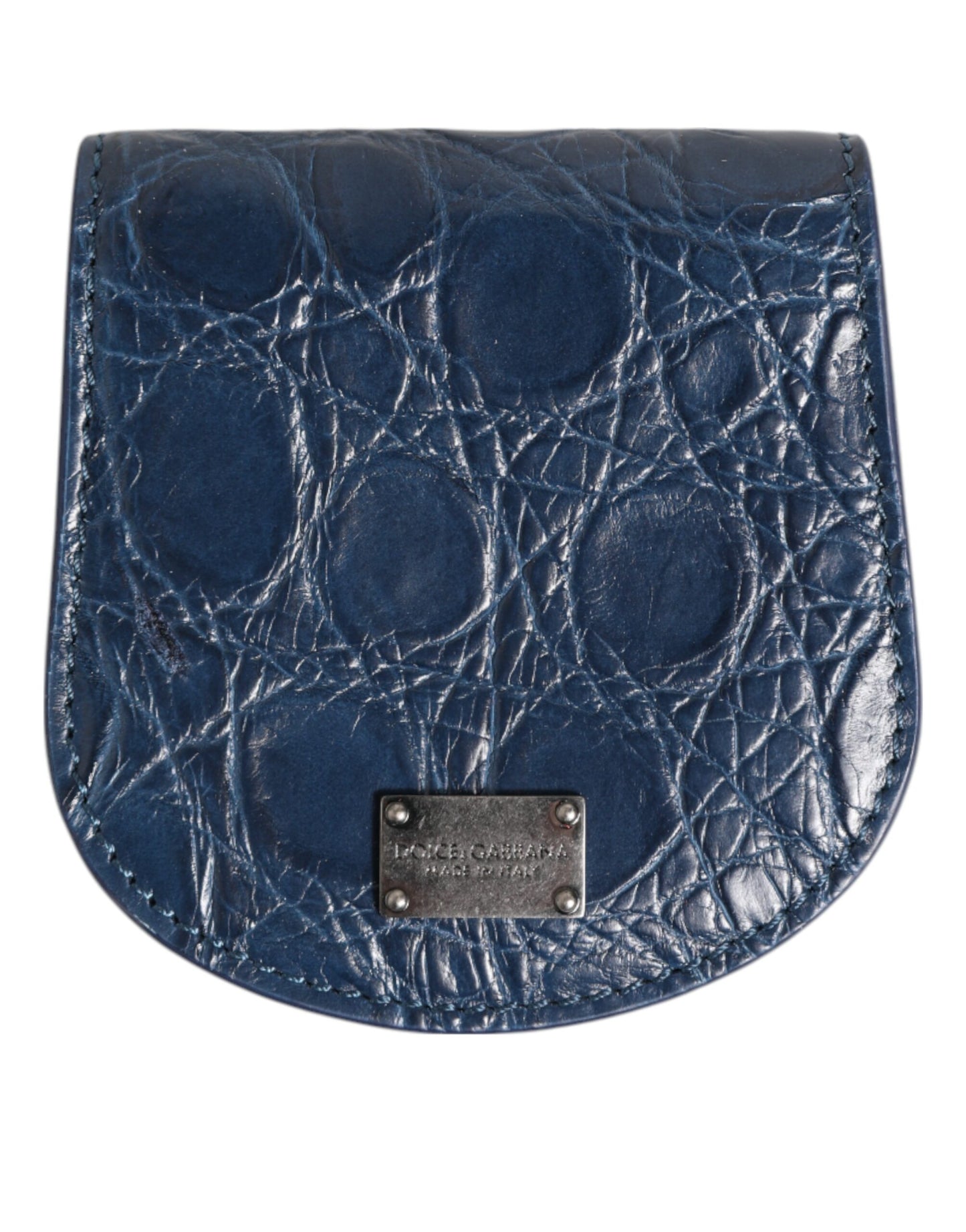 Dolce & Gabbana Blue Exotic Skin Coin Condom Case Holder Pocket Wallet Curated Luxury Accessories by Orvyn