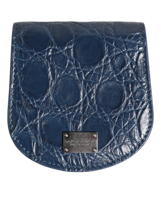 Dolce & Gabbana Blue Exotic Skin Coin Condom Case Holder Pocket Wallet Curated Luxury Accessories by Orvyn