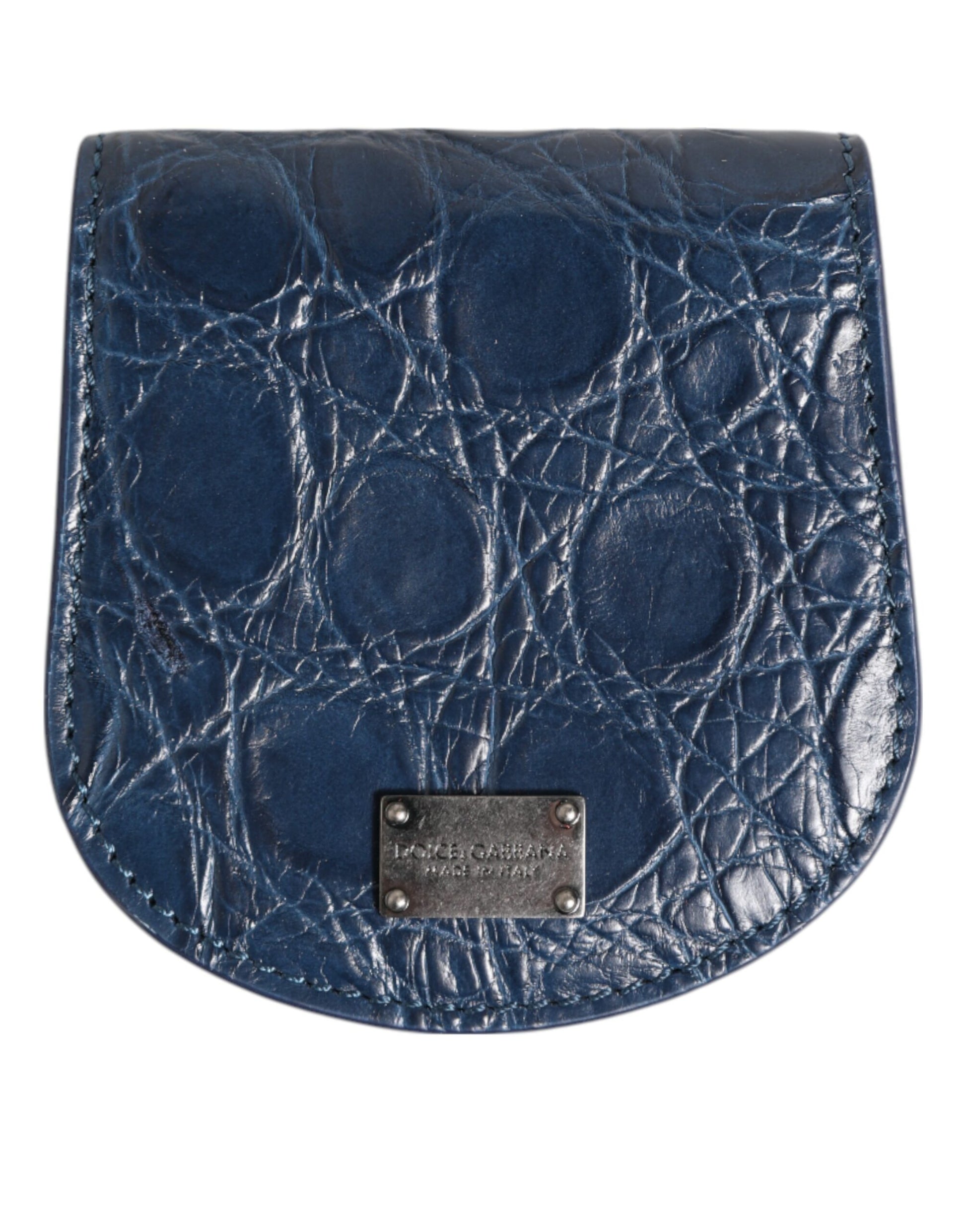 Dolce & Gabbana Blue Exotic Skin Coin Condom Case Holder Pocket Wallet Curated Luxury Accessories by Orvyn
